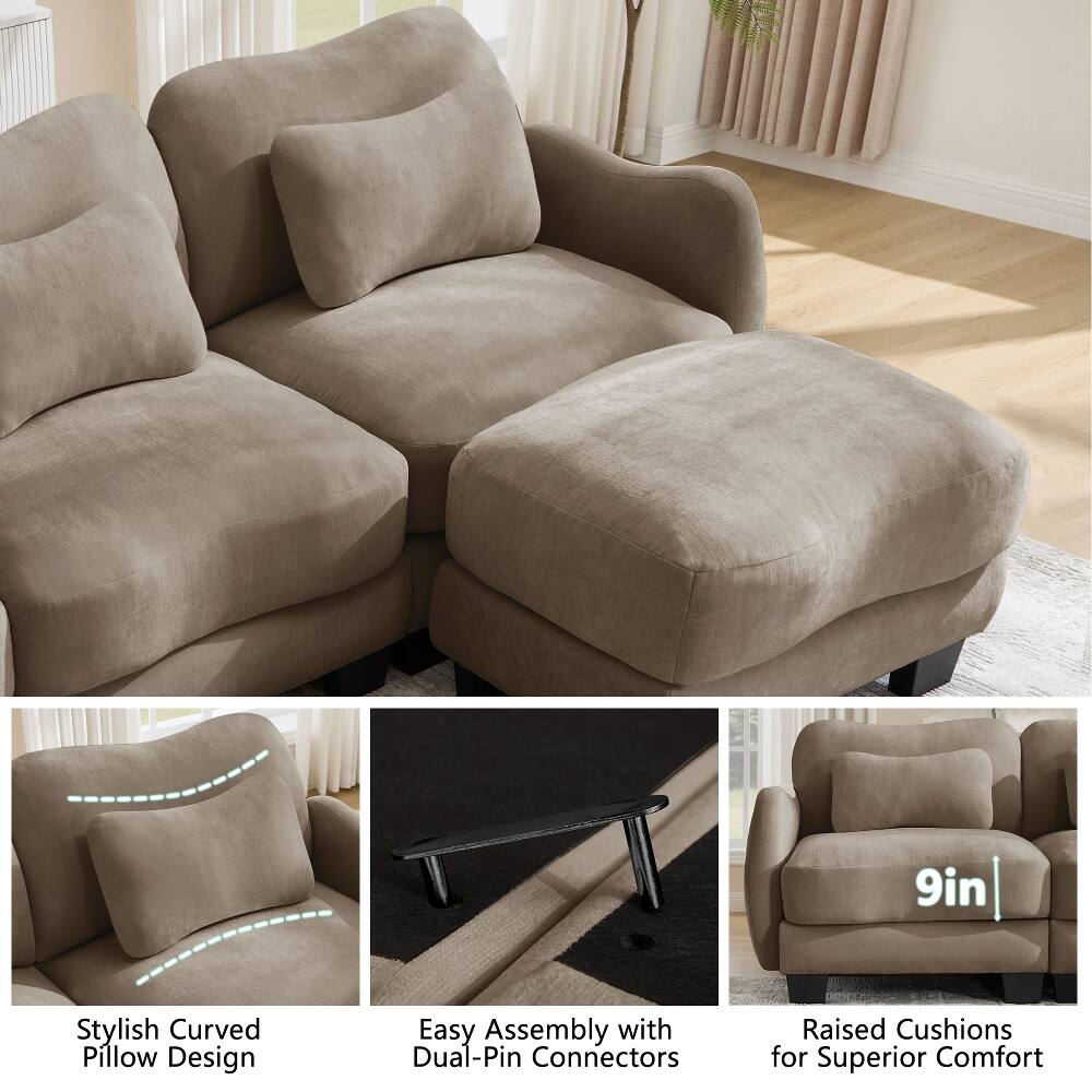 9in Stylish Curved Pillow Design Easy Assembly with Dual-Pin Connectors Raised Cushions for Superior Comfort