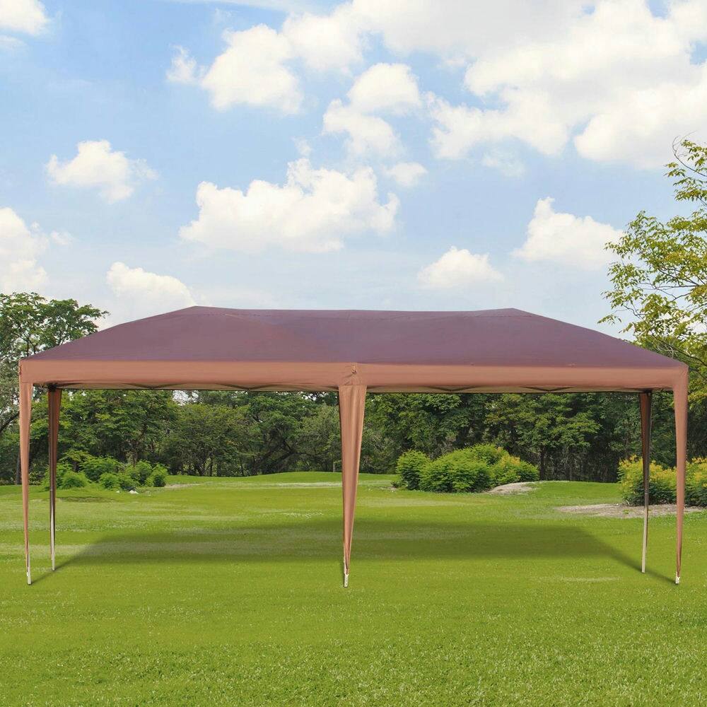 Angle. Spaco - Spaco 10' x 19.2' Outdoor Gazebo Pop Up Canopy Party Tent with Carrying Bag - Coffee.