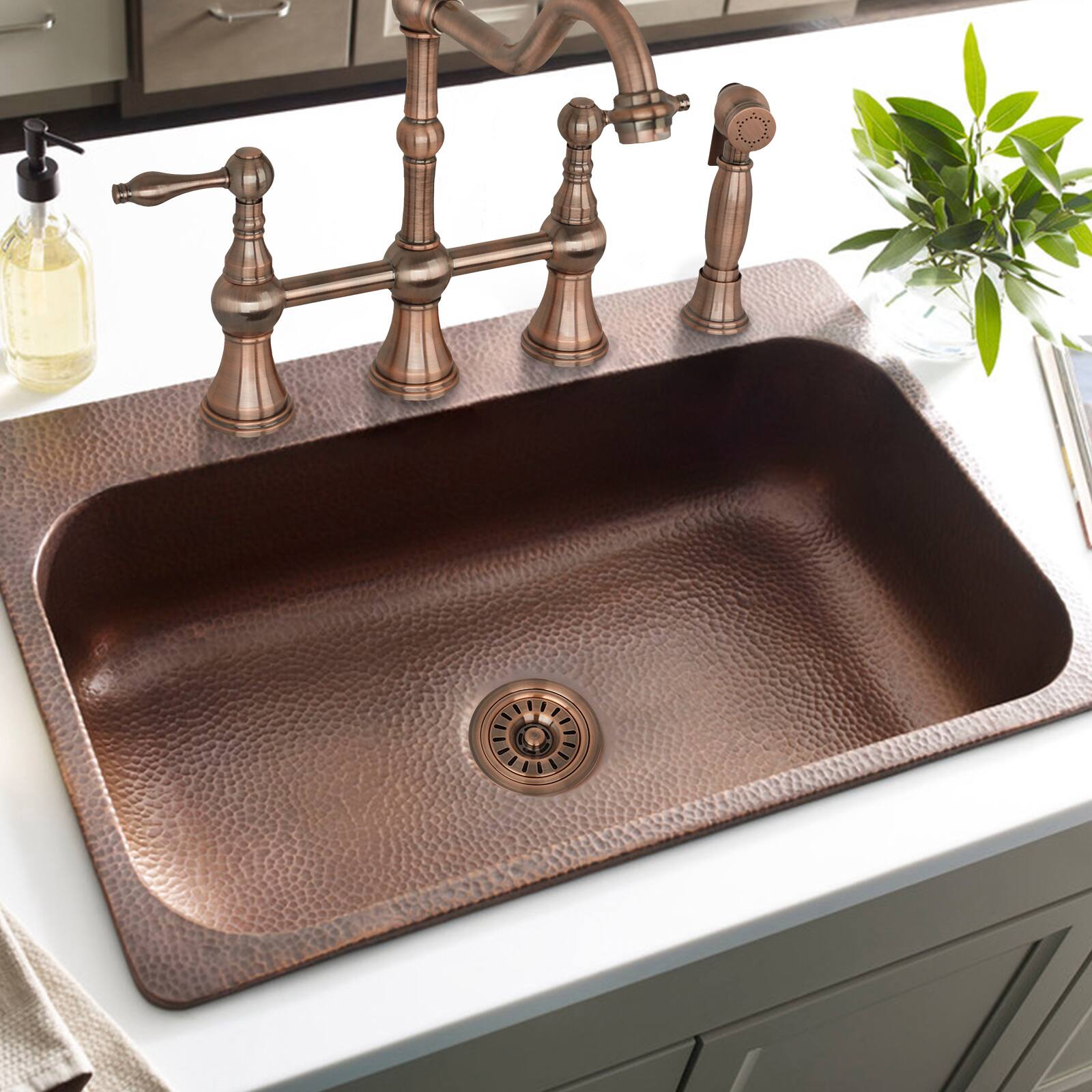 Alt View 2. Akicon - Akicon Brass Garbage Disposal Flange Stopper Kitchen Sink One Size Rim for 3-1/2 in. Drain Hole in Antique Copper - Antique Copper.