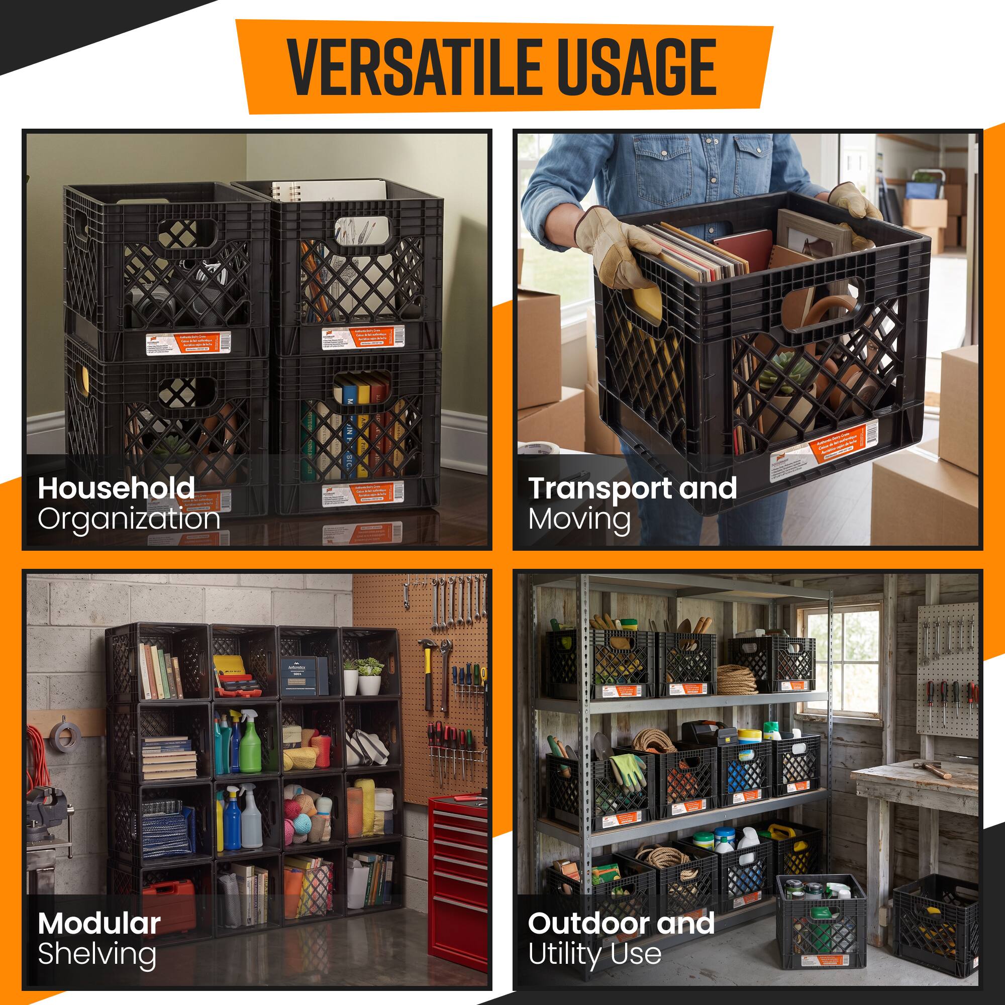 VERSATILE USAGE

- Household Organization
- Transport and Moving
- Modular Shelving
- Outdoor and Utility Use

www.al-acebook.com