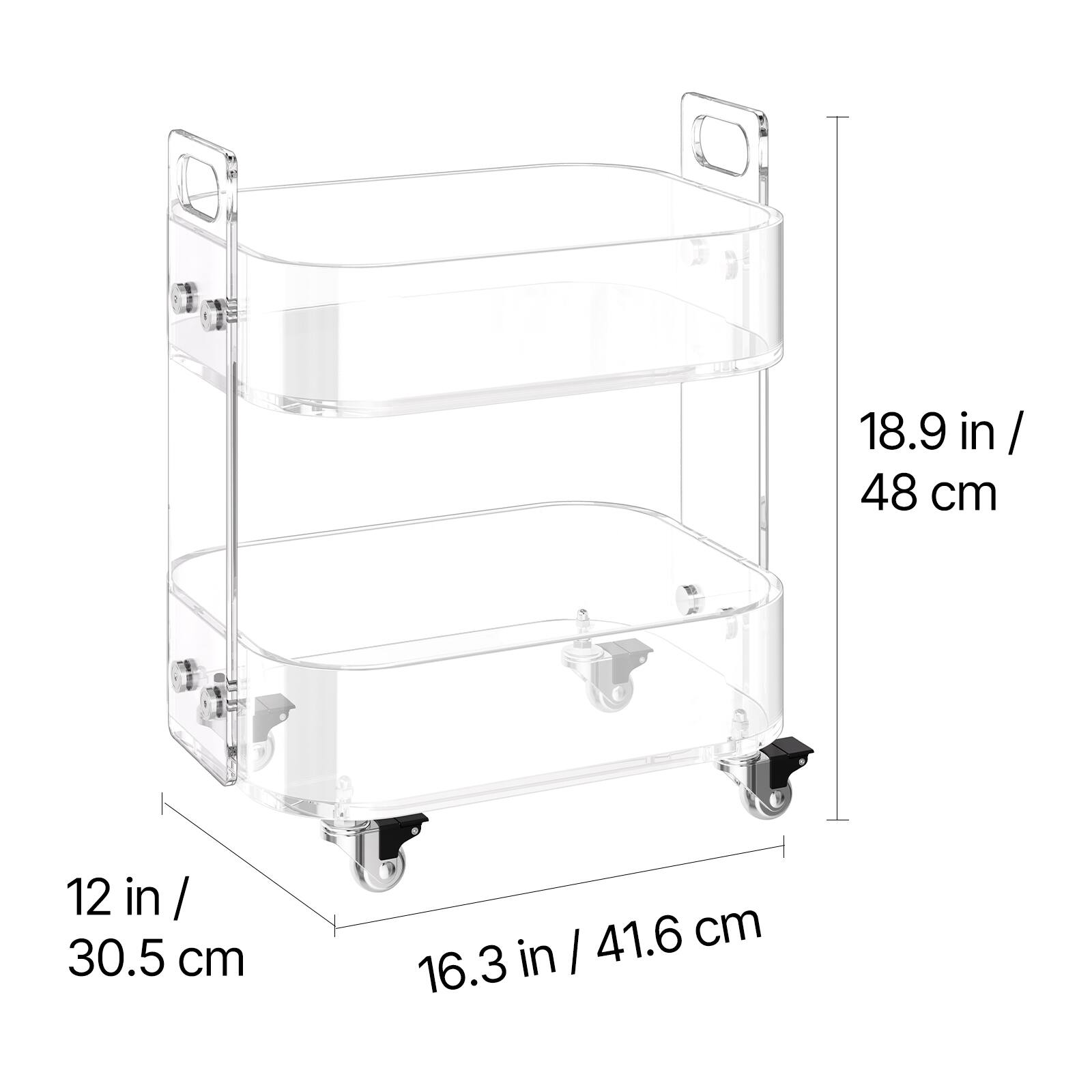 18.9 in / 48 cm  
12 in / 30.5 cm  
16.3 in / 41.6 cm