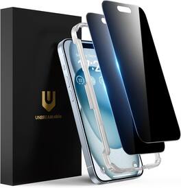 UNBREAKcable - 2-Pack Screen Protector Tempered Glass for iPhone 15 - Privacy