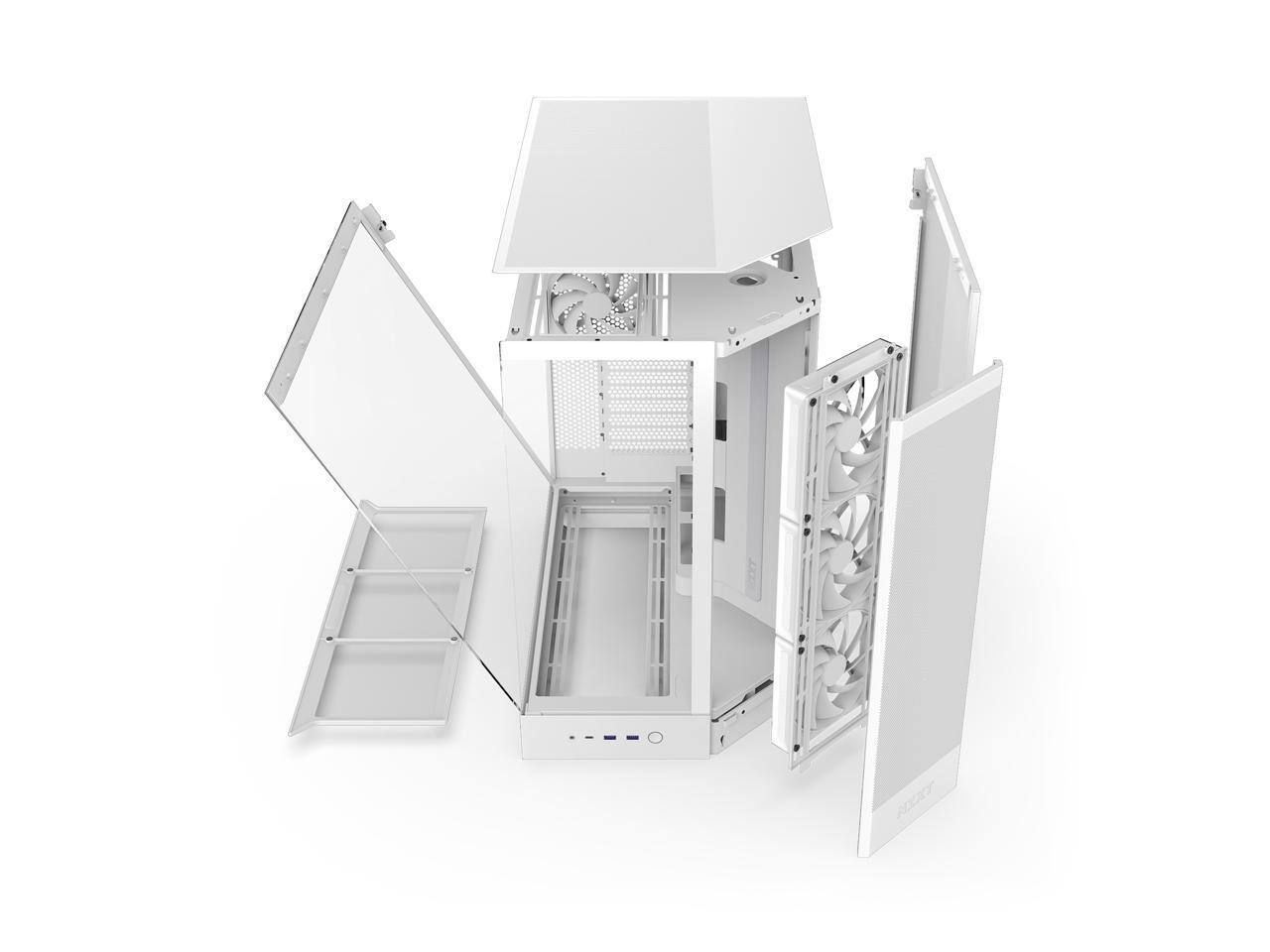 Alt View 3. NZXT - NZXT H9 Flow (2025) CM-H92FW-01 Large Dual-Chamber ATX Mid-Tower - White - White.