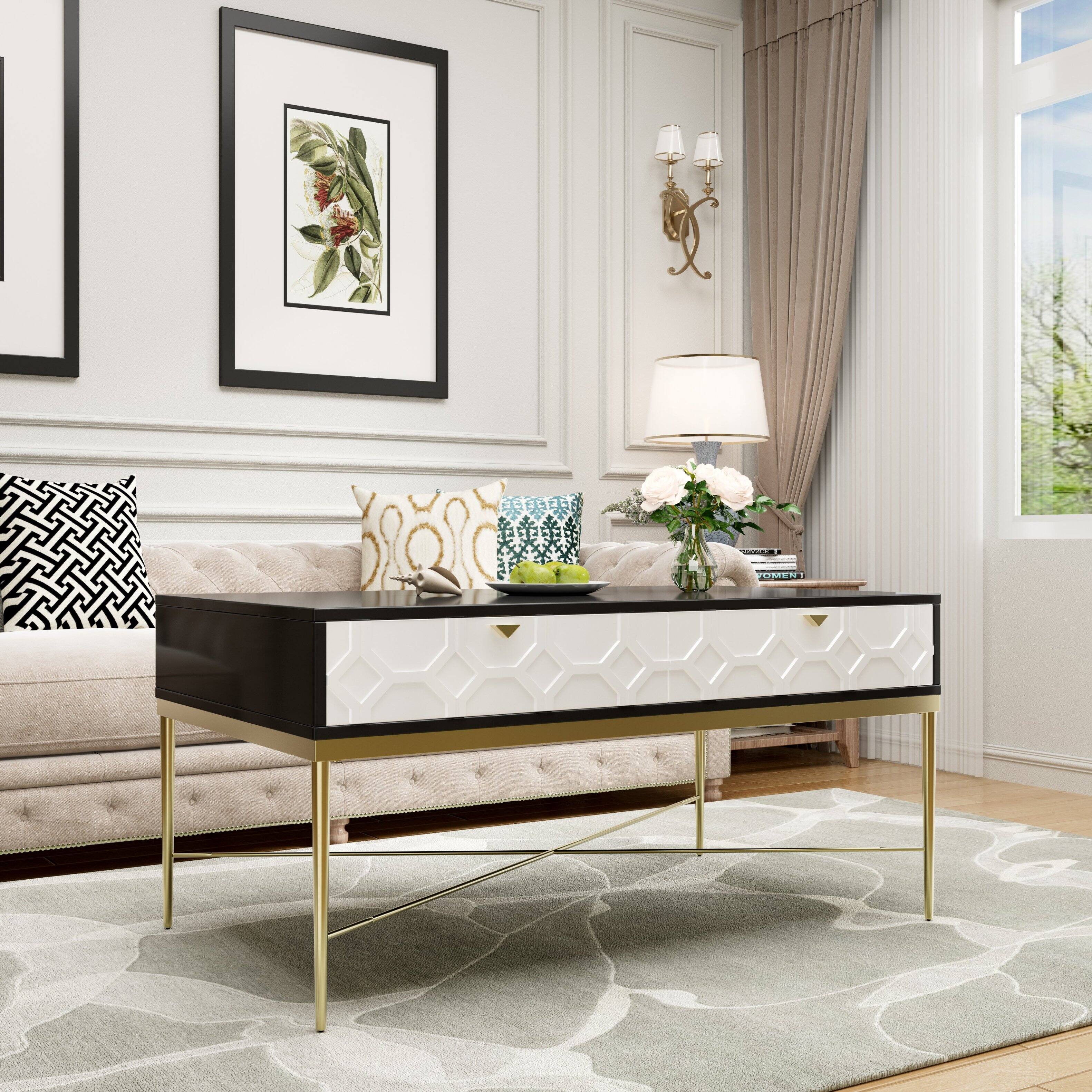 Alt View 7. Boyel Living - Modern coffee table with 2 drawers storage for living room - Multi-Colored.