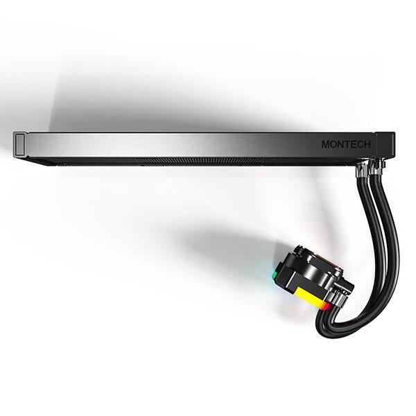 Back. Montech - MONTECH HyperFlow ARGB 360 AIO Cooler - Intel LGA 1851/1700, AMD AM5/AM4, 3100RPM Pump, 3x ARGB Fans - Black - Black.