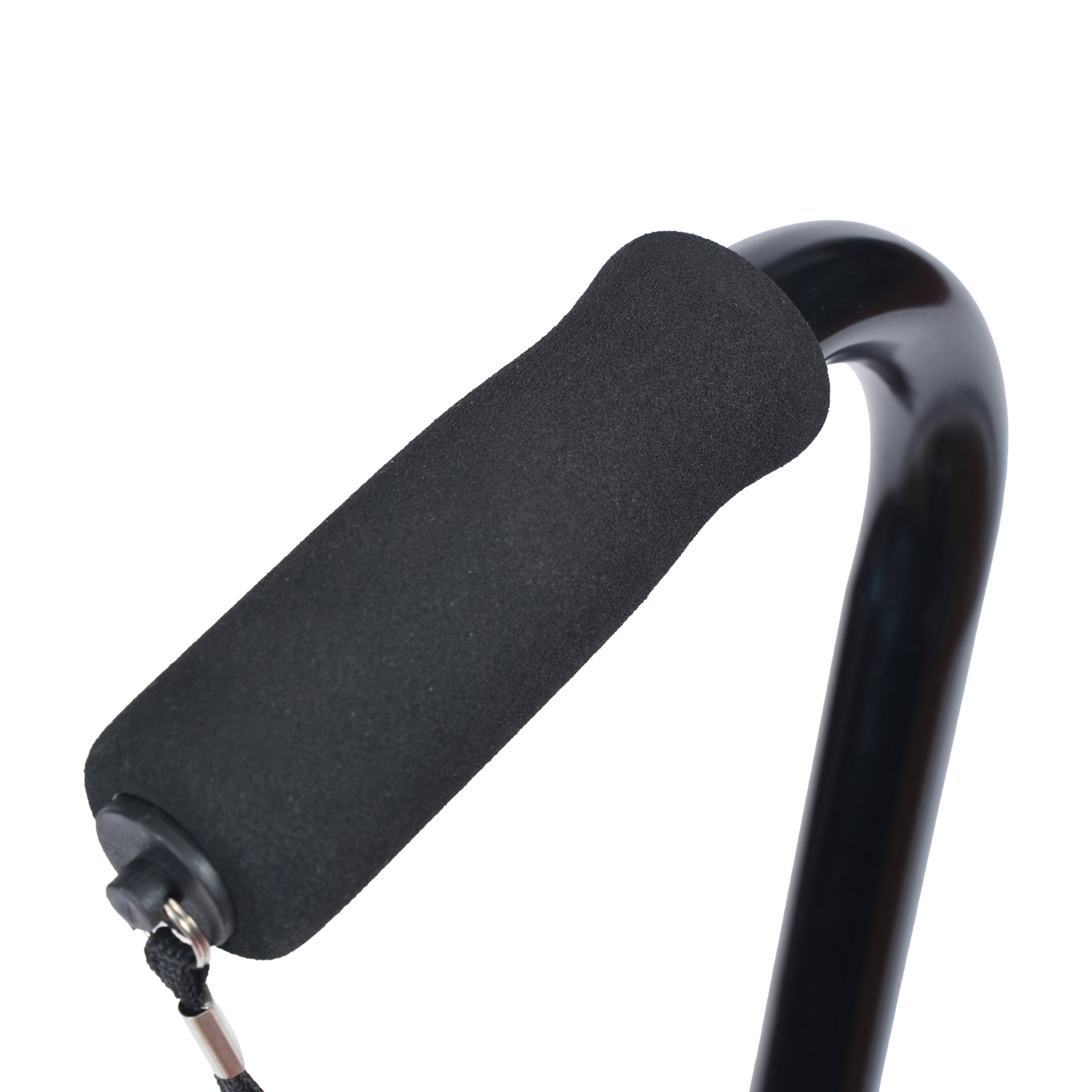 Alt View 10. Emma + Oliver - Left or Right-Handed Quad Cane w/ Adj. Height, Large Base, Padded Handle - Black.