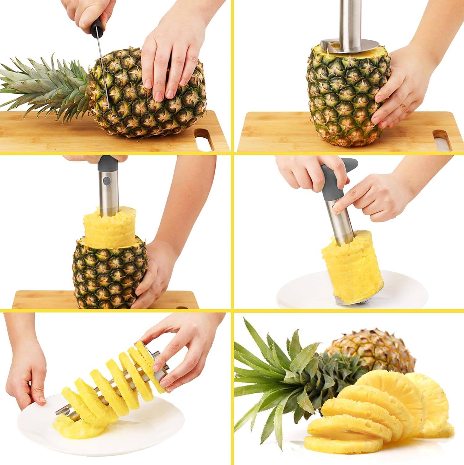 Alt View 4. Zulay Kitchen - Zulay Kitchen Stainless Steel Pineapple Corer & Slicer + Eye Removal Tool - Slate Gray.