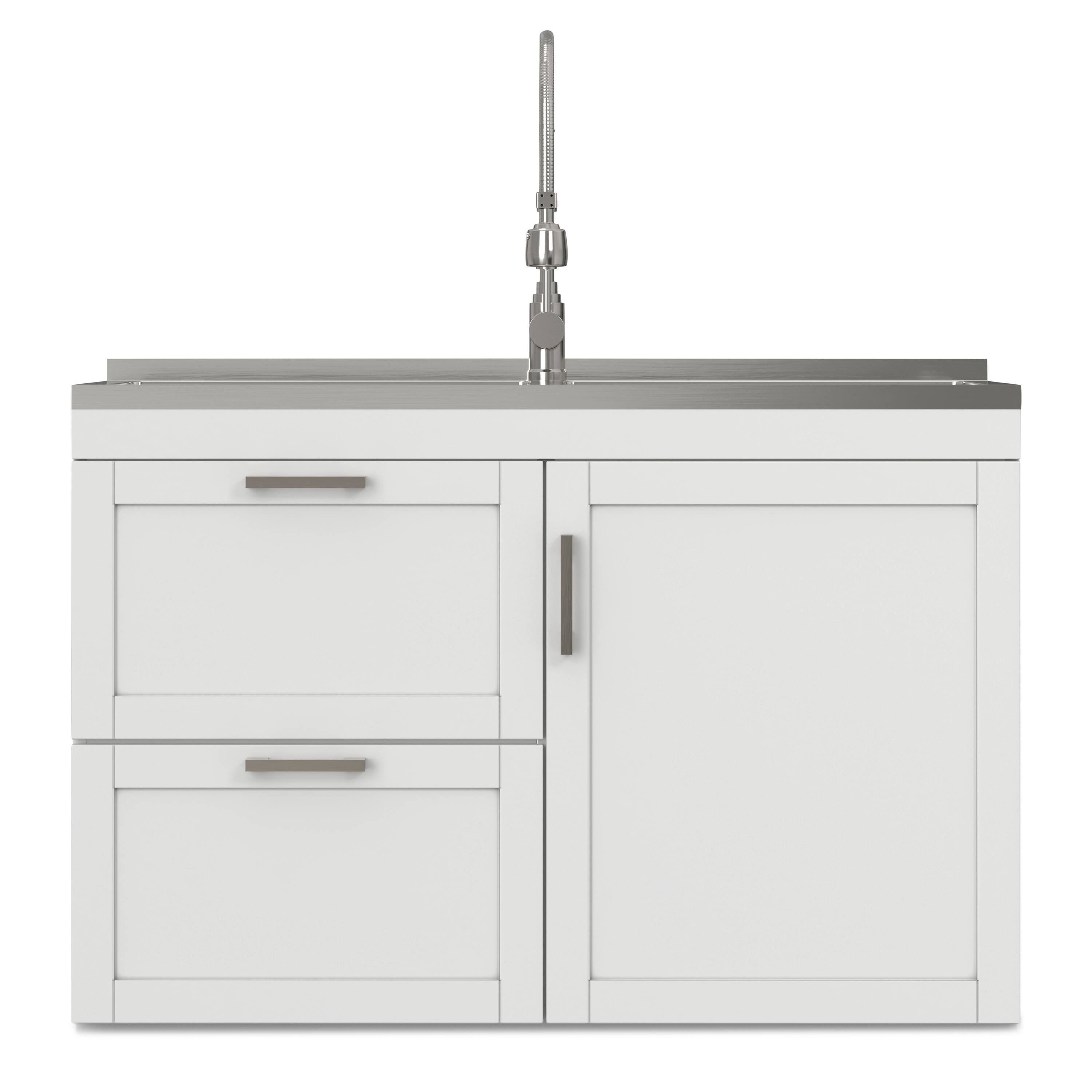 Left. Simpli Home - Hennessy All-In-One 46-inch Laundry Utility Sink and Cabinet - Pure White.