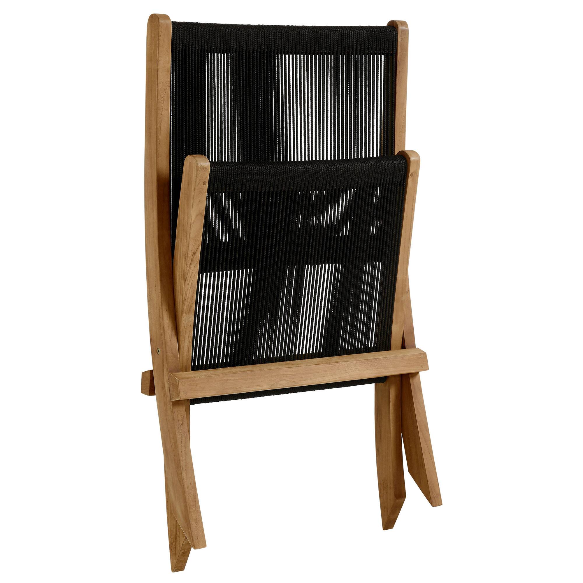 Alt View 6. Modway - Vienna Outdoor Patio Teak and Rope Folding Accent Lounge Chair by Modway - Natural Black.
