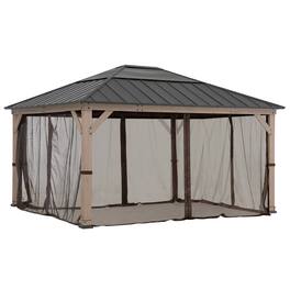 SUNJOY - Gazebo Mosquito Netting for 13 ft. × 15 ft. Wooden Gazebos - Brown