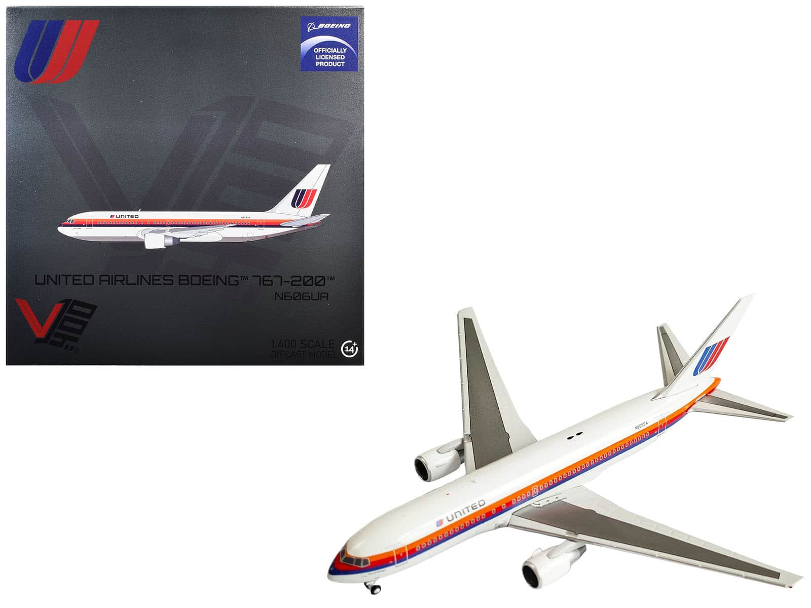"Boeing 767-200 Commercial Aircraft ""United Airlines"" (N606UA) White w/ Stripes 1/400 Diecast Model by V1:400" price history on PriceWatchPro