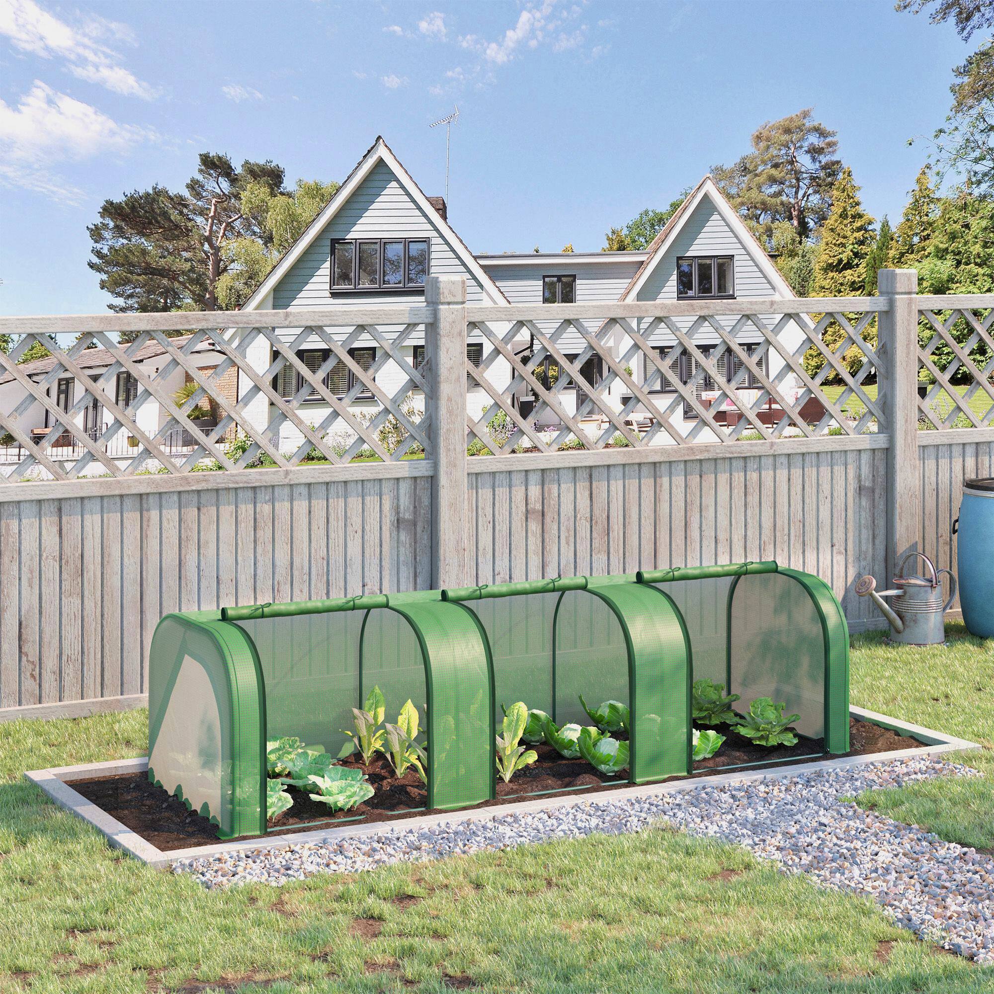 Alt View 1. Outsunny - L x 3' W x 2.5' H Portable Tunneled Greenhouse with 3 Zippered Doors - Green.