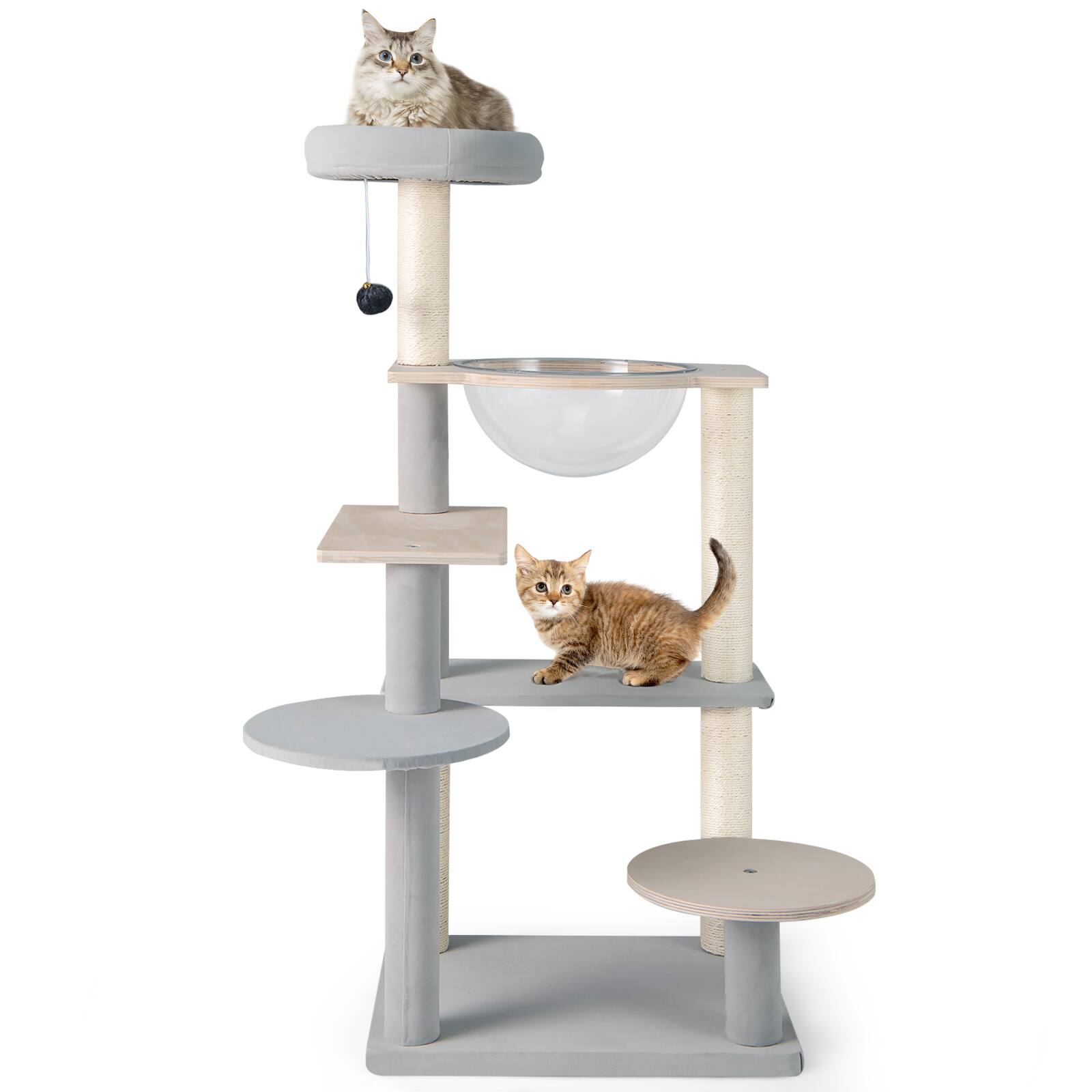Alt View 9. Gymax - Gymax Modern Cat Tree 44 Inch Multi-level Cat Tower w/ Removable Padded Top Perch - GYM16236.