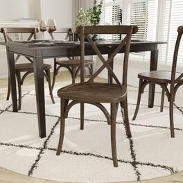 Emma + Oliver - Hensler Weather-Resistant Wood Look Stackable Resin Cross Back Chair for Indoor/Outdoor Use - Dark Brown