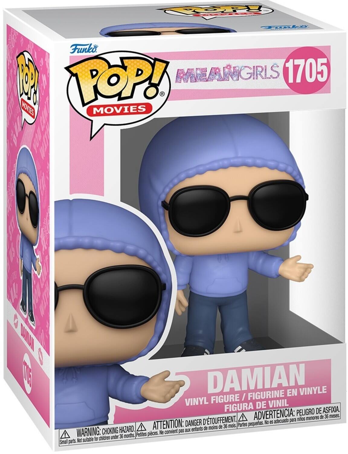 Funko POP! MEAN GIRLS 1705 R MOVIES DAMIAN EN VINYLE FIGURE / FIGURINE VINYL DE VINIL FIGURA PELIGRO DE ASFIXIA. D'TOUFFEMENT. ADVERTENCIA: para nios menores de 36 meses. DANGER pequeas. No es adecuado HAZARD. ATTENTION: aux enfants de moins de 36 mois Partes WARNING: CHOKING Petites pices. Ne convient pas children under 36 months. Not sutable for Smal parts.