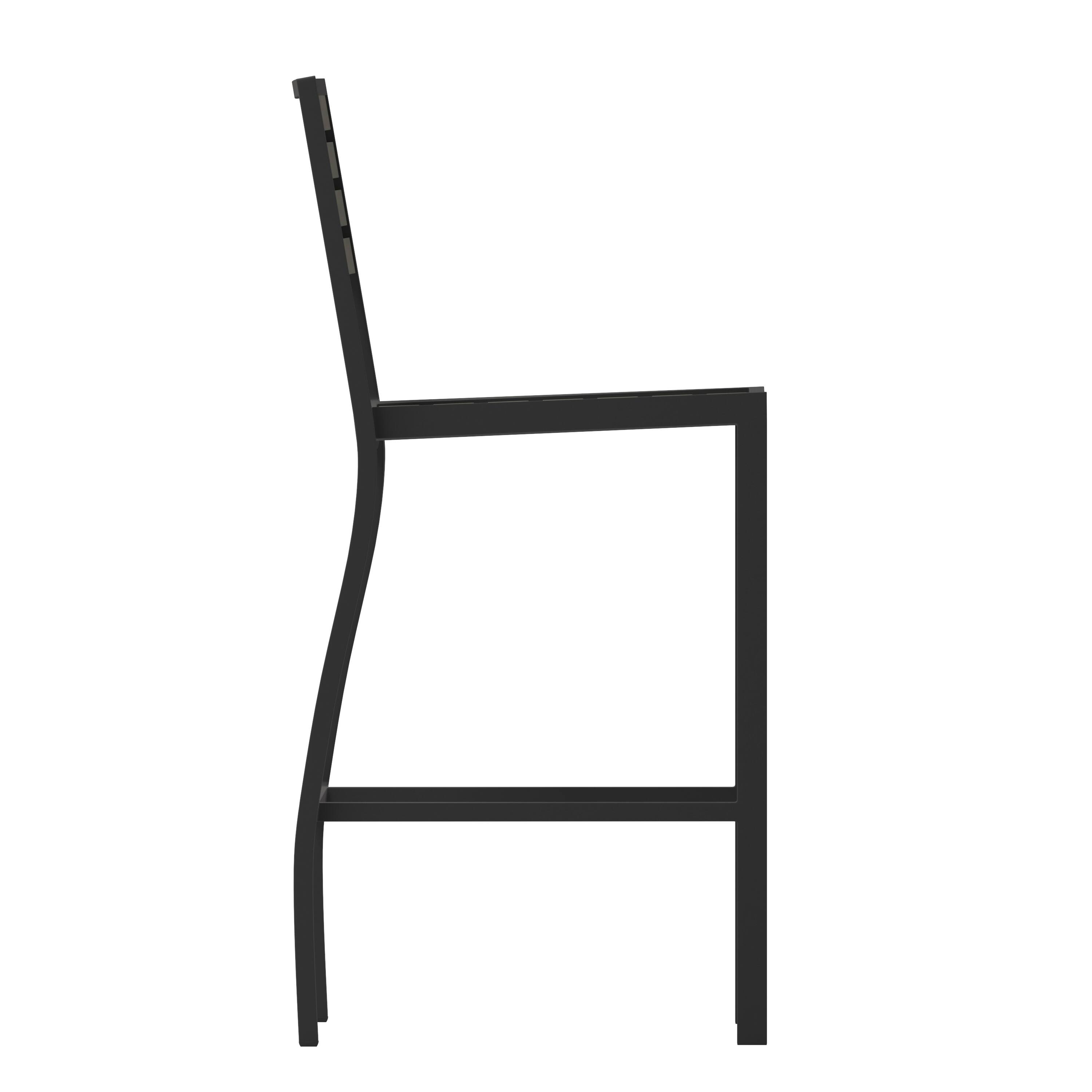 Alt View 8. Emma + Oliver - Livia All-Weather Armless Bar Height Dining Stool with Polyresin Slats and Aluminum Frame - Gray Wash.