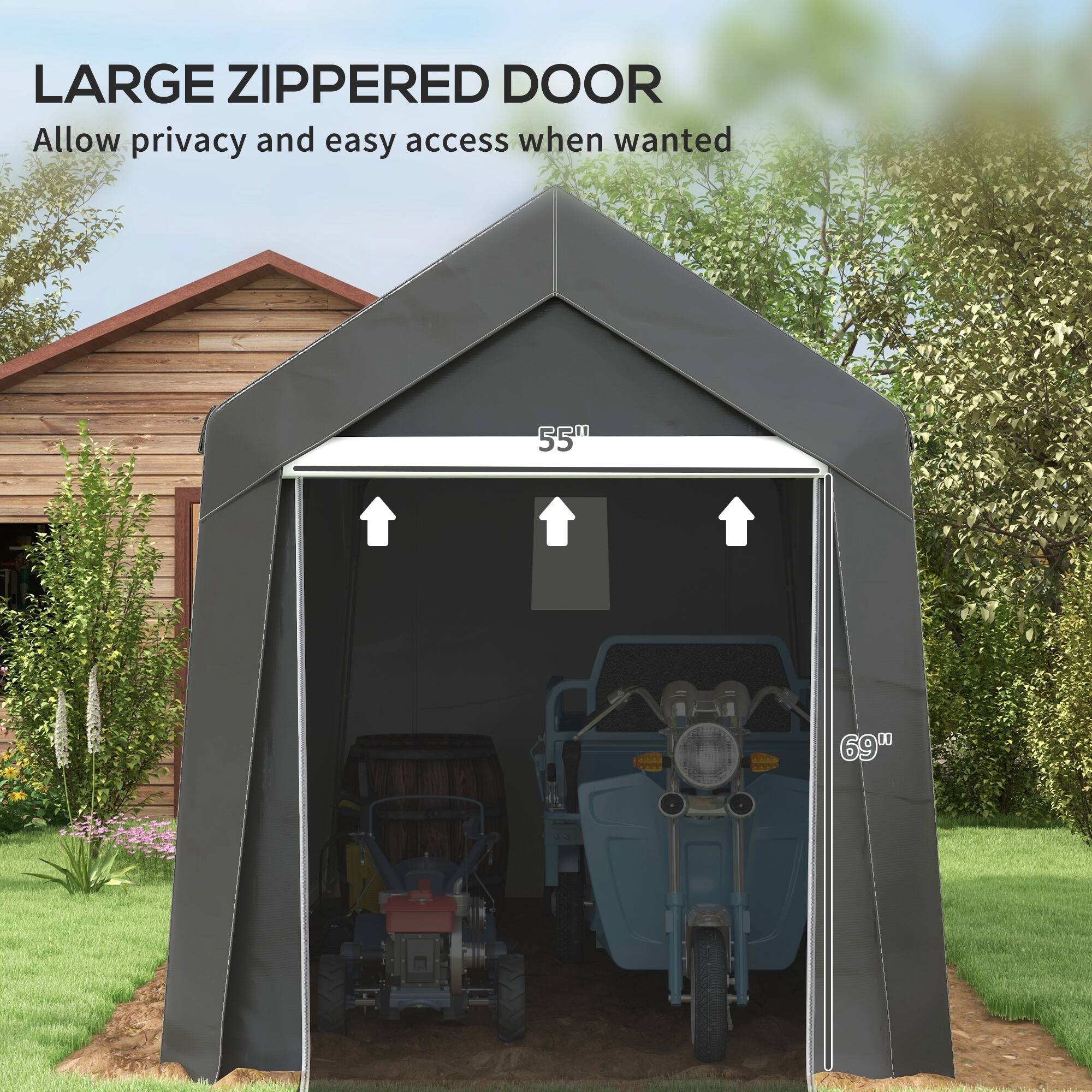 LARGE ZIPPERED DOOR
Allow privacy and easy access when wanted
55" - 69"