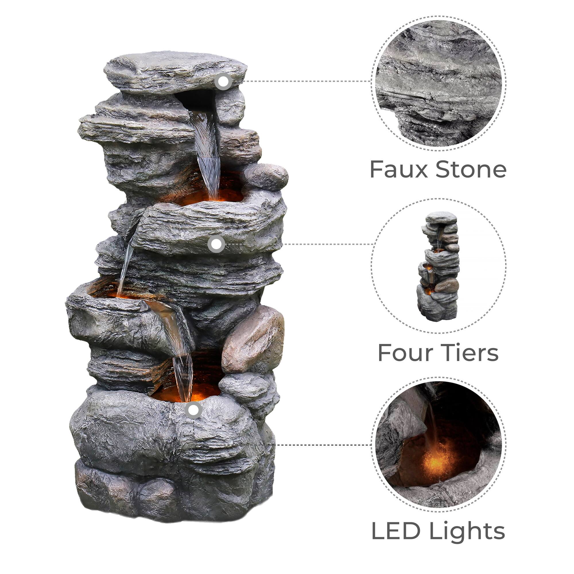 Faux Stone  
Four Tiers  
LED Lights