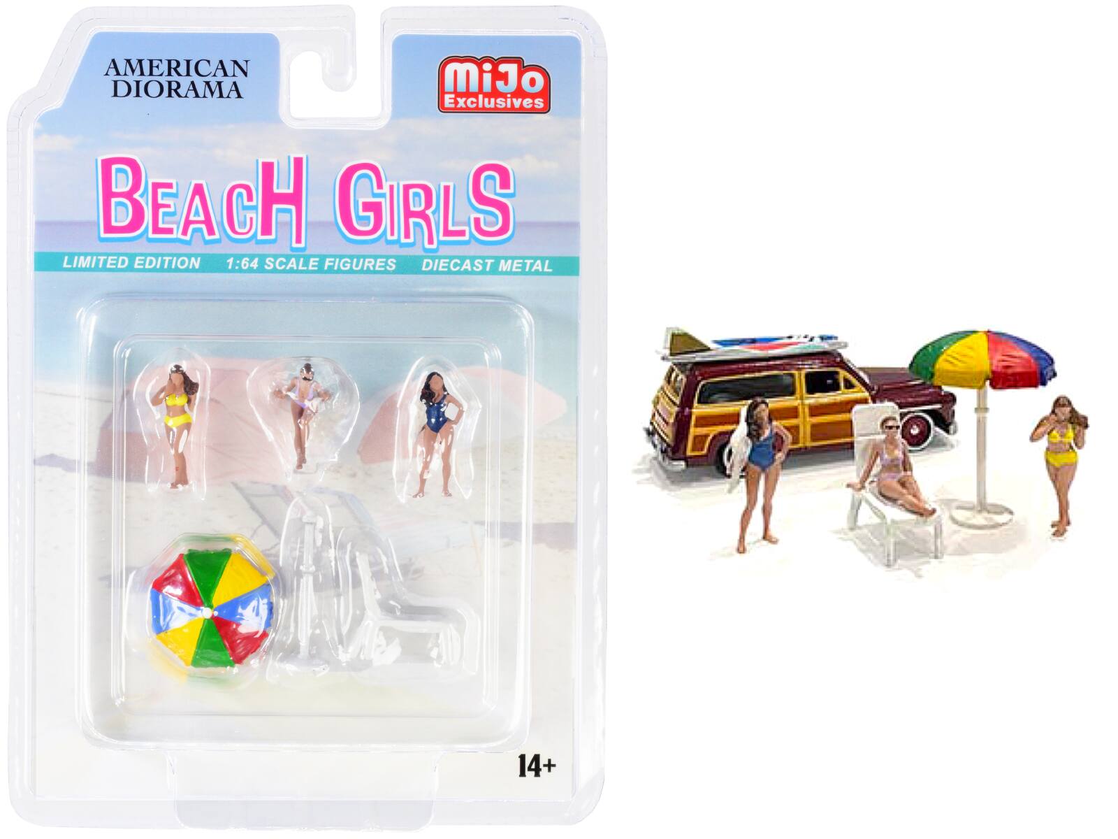 AMERICAN DIORAMA Exclusives BEACH GIRLS LIMITED EDITION 1:64 SCALE FIGURES DIECAST METAL  
14+