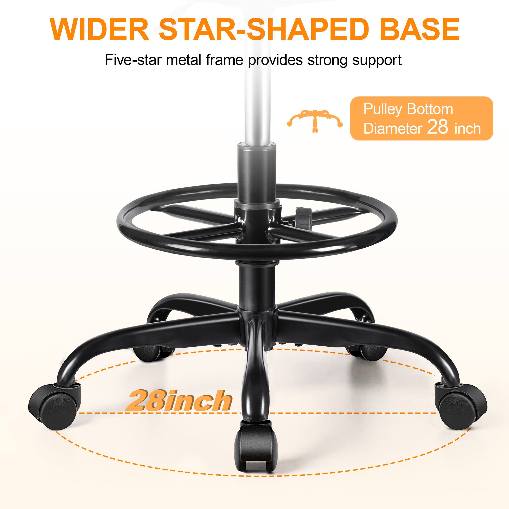 Wider Star-Shaped Base: Five-star metal frame provides strong support. Pulley Bottom Diameter: 28 inch.