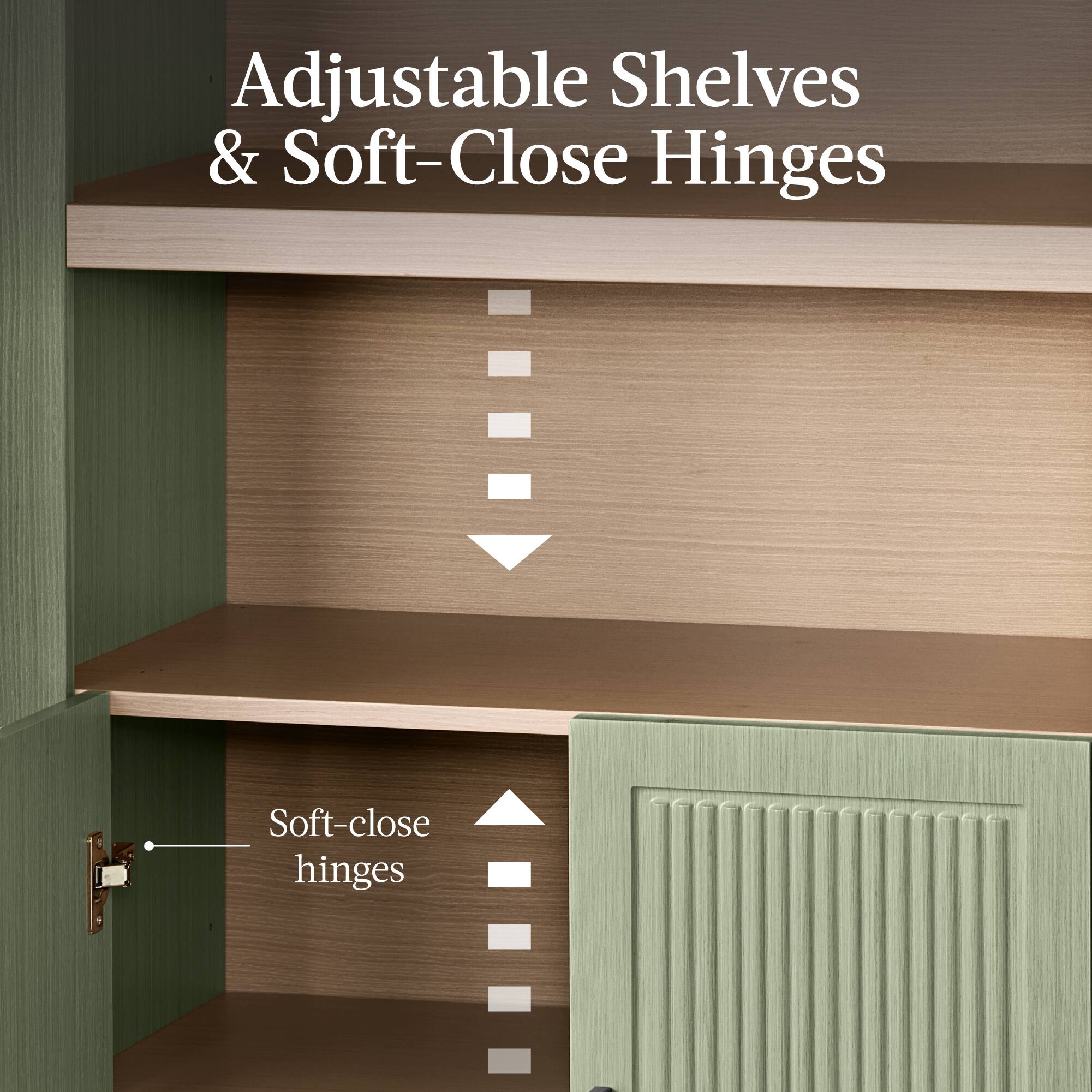 Adjustable Shelves & Soft-Close Hinges

Soft-close hinges