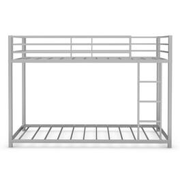 Costway - Twin Bunk Bed Twin Over Frame Platform W/ Guard Rails & Side Ladder - Silver