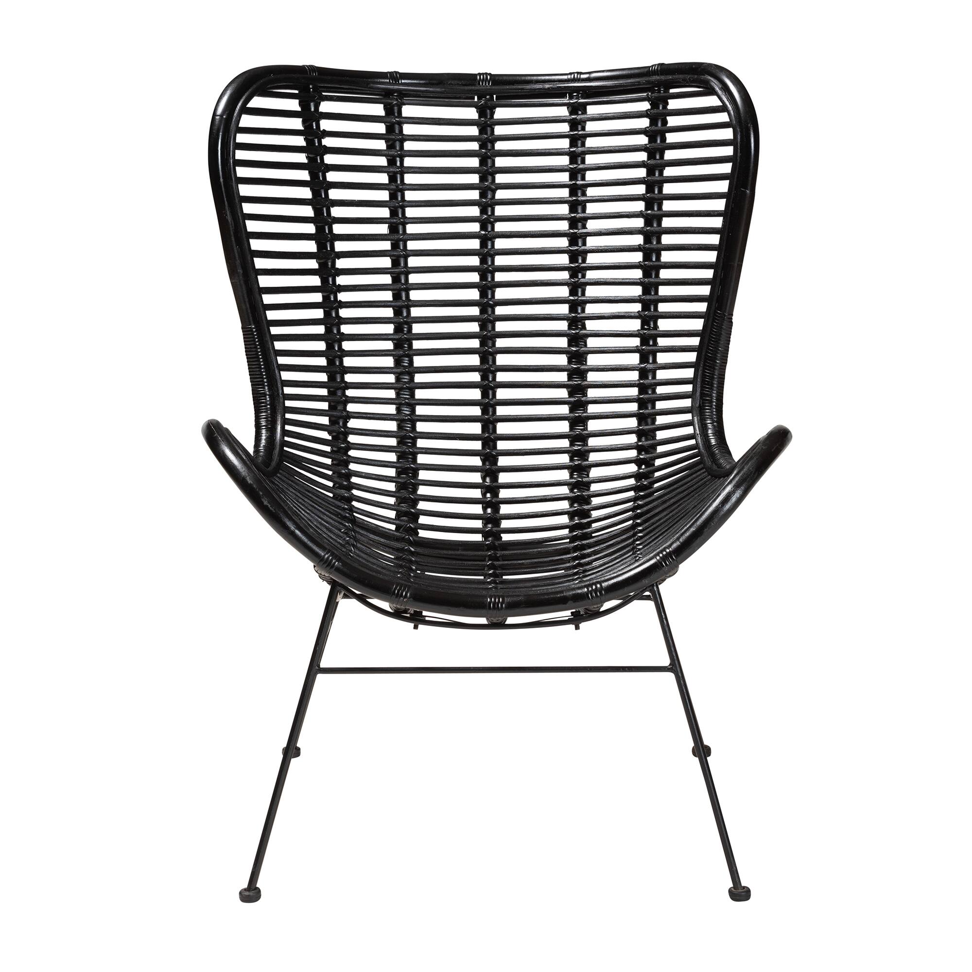 Angle. bali & pari - Colorado Modern Bohemian Rattan and Metal Accent Chair - Black.