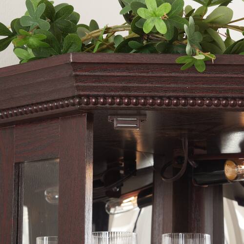 Alt View 2. LUCKY ONE - 15.35in Freestanding Corner Curio Cabinet with Tempered Glass Shelves LED Light Display for Bar Collectibles - Cherry.