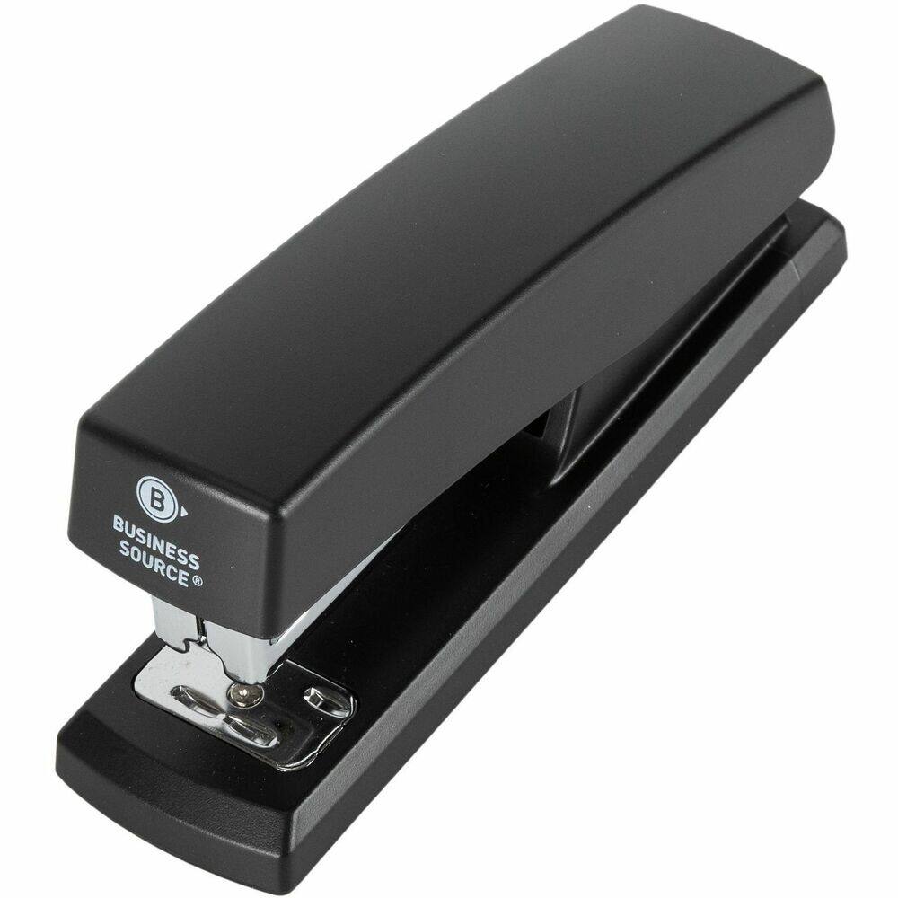Front. Business Source - Business Source Half-strip Stapler - Holds Upto 105 Staple - Half Strip - Black - Plastic.