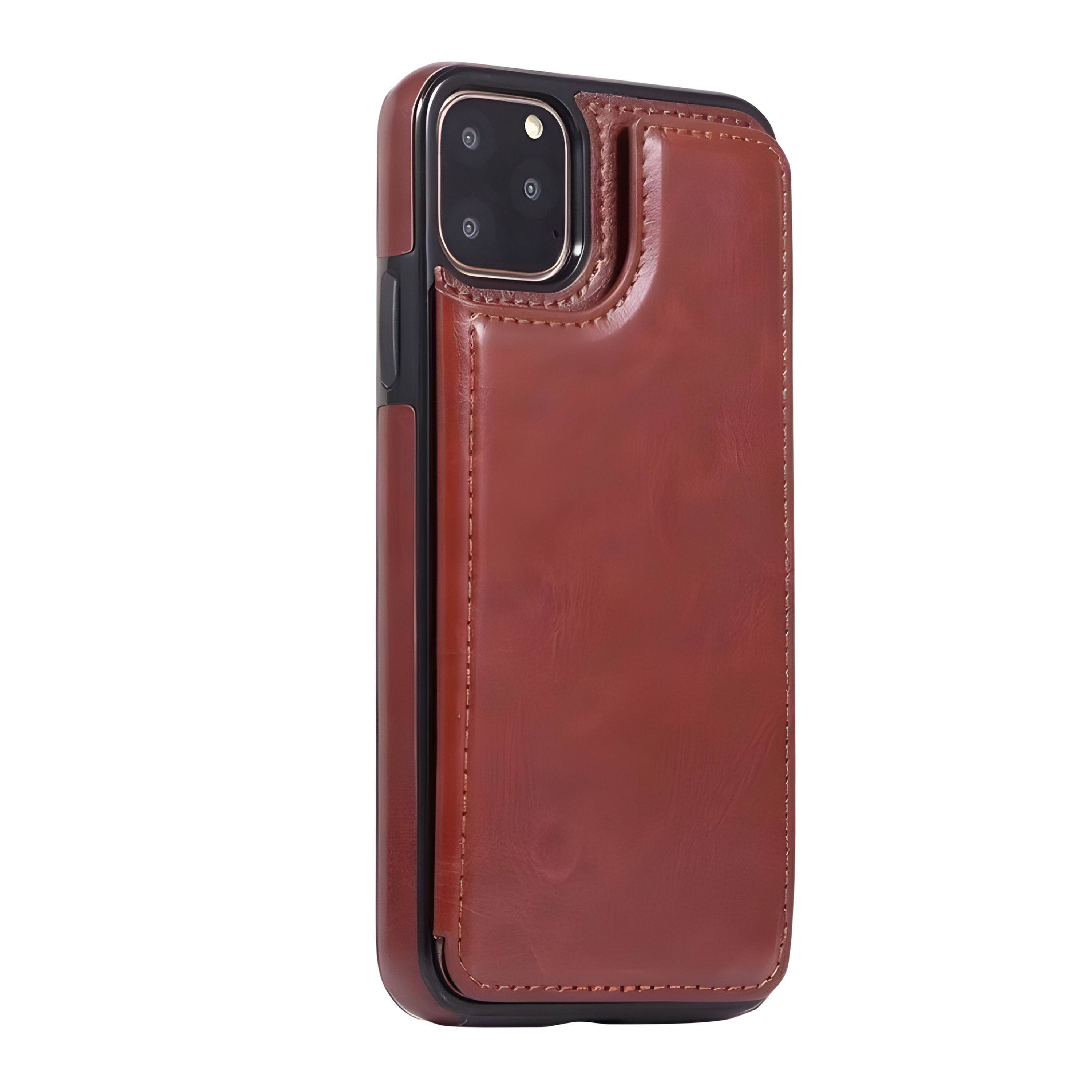 Left. Kitcheniva - Leather Cellphone Case For iPhone 11 Pro  Max With Magnetic Flip And Card Pocket - Red.