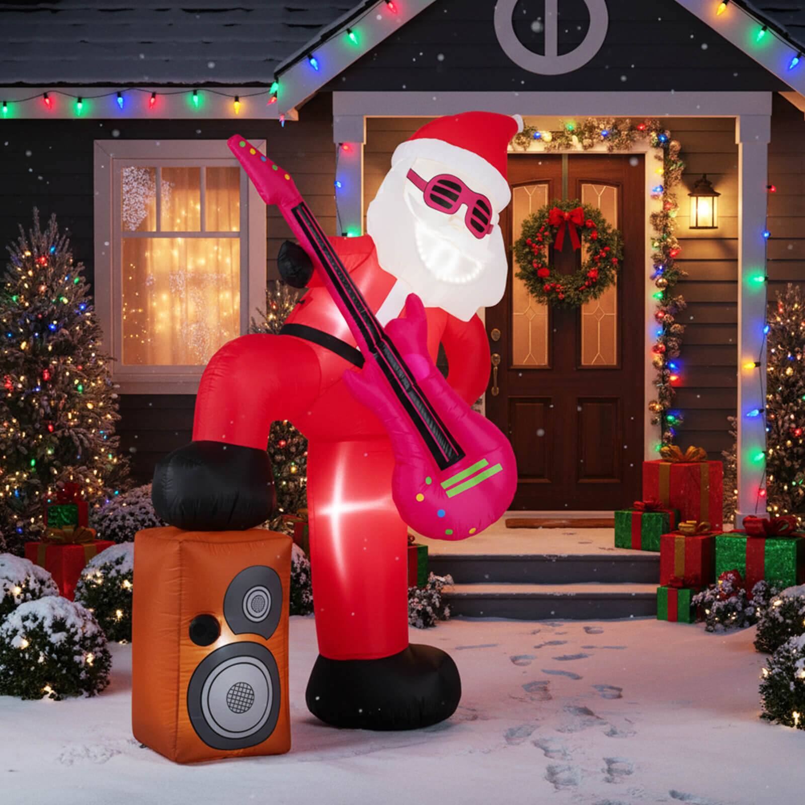 Alt View 4. Costway - Costway 8.4 ft Inflatable Santa Claus with Music, Sound-synced Light Effect, LED Lights - Multicolor.