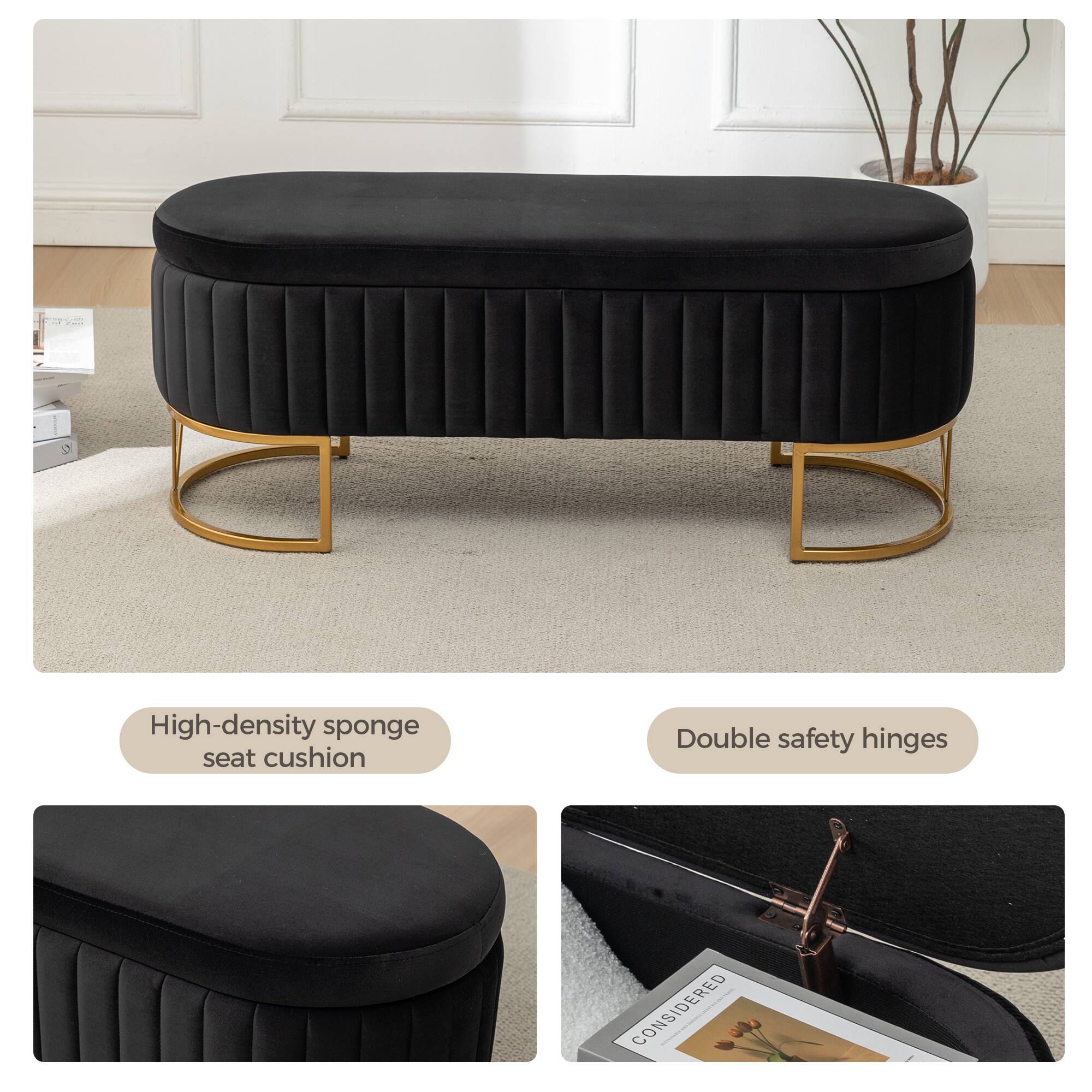 High-density sponge seat cushion  
Double safety hinges  
CONSIDERED