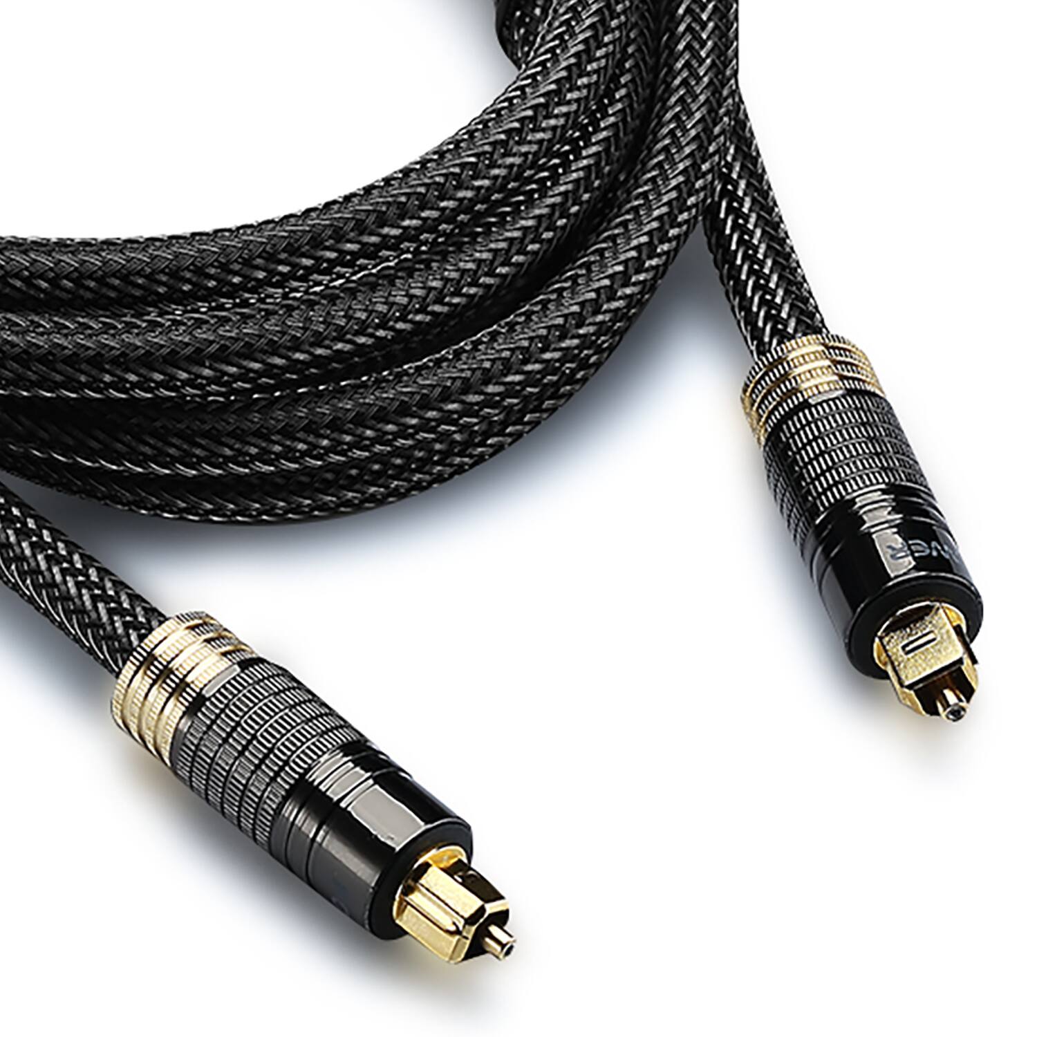 Alt View 4. FosPower - 24K Gold-Plated Optical Digital Audio Cable - 10FT, Zero RFI & EMI Interference S/PDIF Toslink Cable - Black.