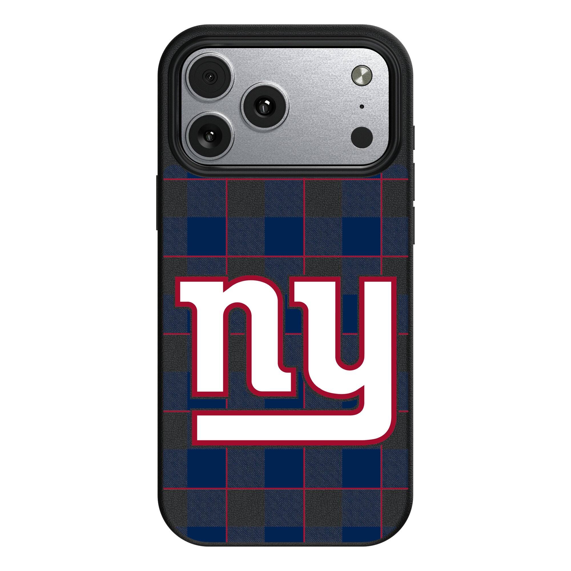 Front. Keyscaper - New York Giants Plaid Magnetic Bump iPhone Case - 17 Pro - Black.