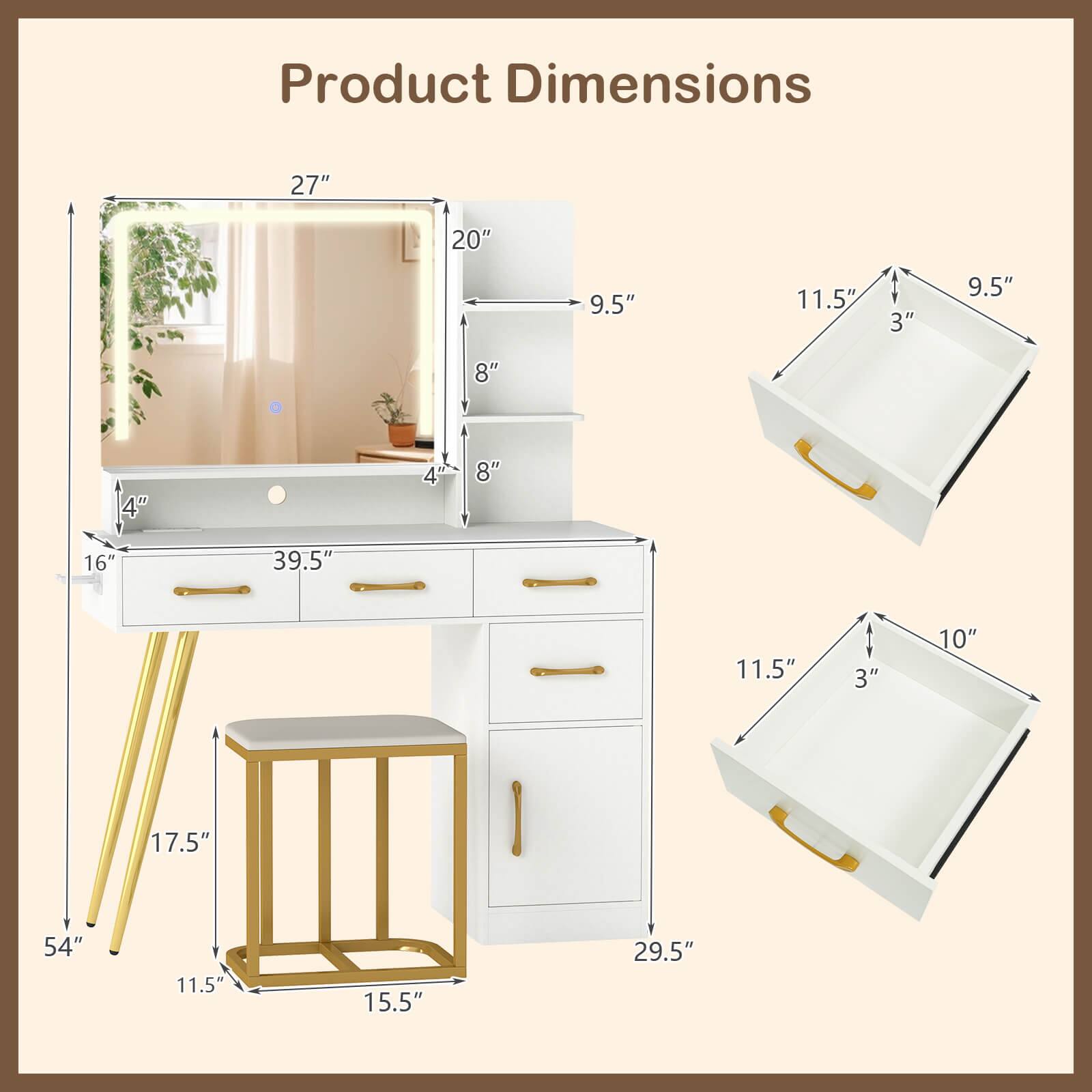 Product Dimensions: 27" x 20" x 9.5" x 11.5" x 3" x 9.5" x 8" x 4" x 4" x 8" x 16" x 39.5" x 11.5" x 3" x 10" x 17.5" x 54" x 11.5" x 15.5" x 29.5"