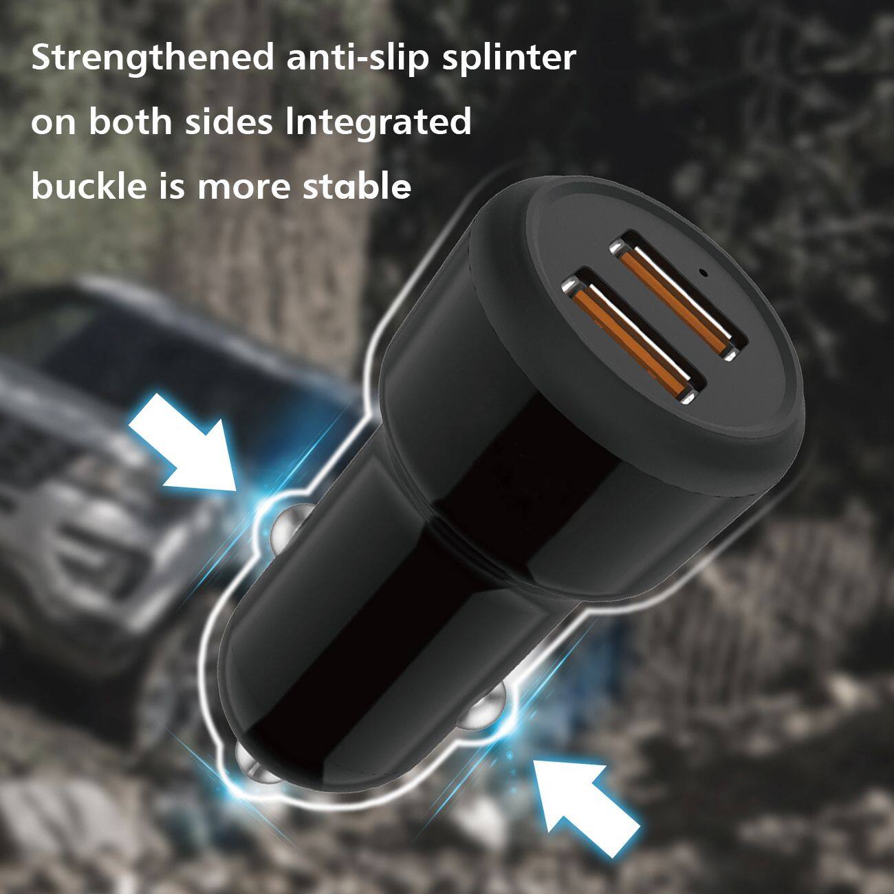 Reiko 8 PIN Portable Car Charger With Built In 3 Ft Cable In Black ...
