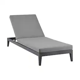 Armen Living - Argiope Outdoor Patio Adjustable Chaise Lounge Chair in Aluminum with Gray Cushions - Dark Gray