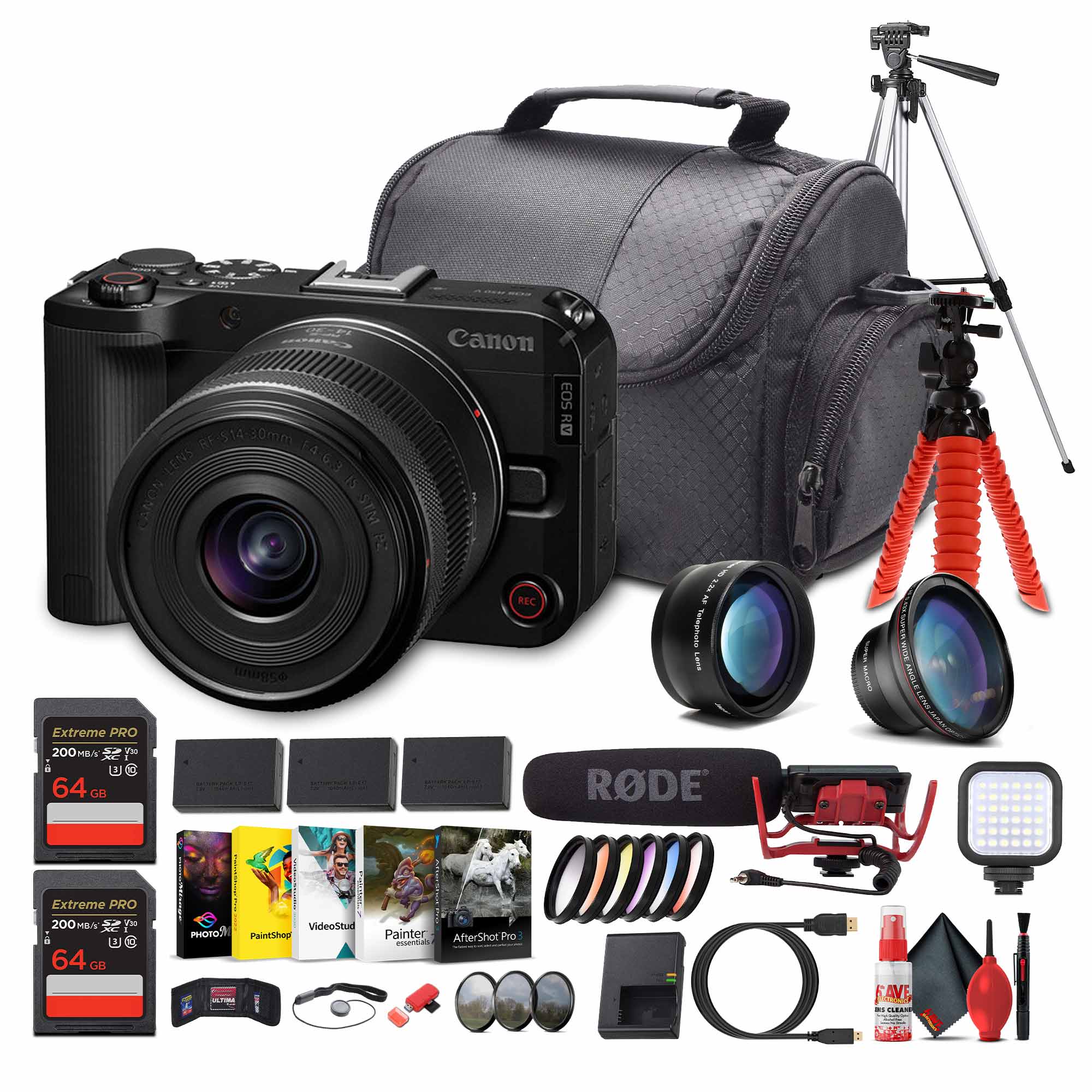 Canon - EOS R50 V + 14–30mm Lens Kit | 4K60p Vlogging Camera, Power Zoom Lens - Bundle (International Model)