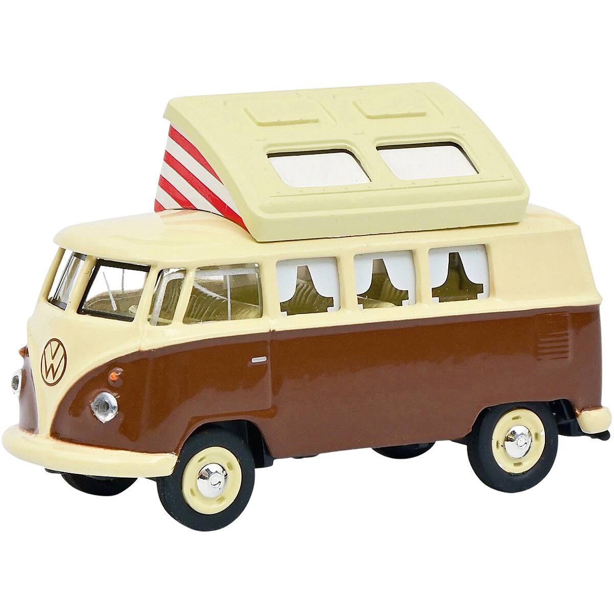 Alt View 1. Schuco - Volkswagen T1 Camper Bus with Pop-Top Roof Brown and Cream 1/64 Diecast Model by Schuco.