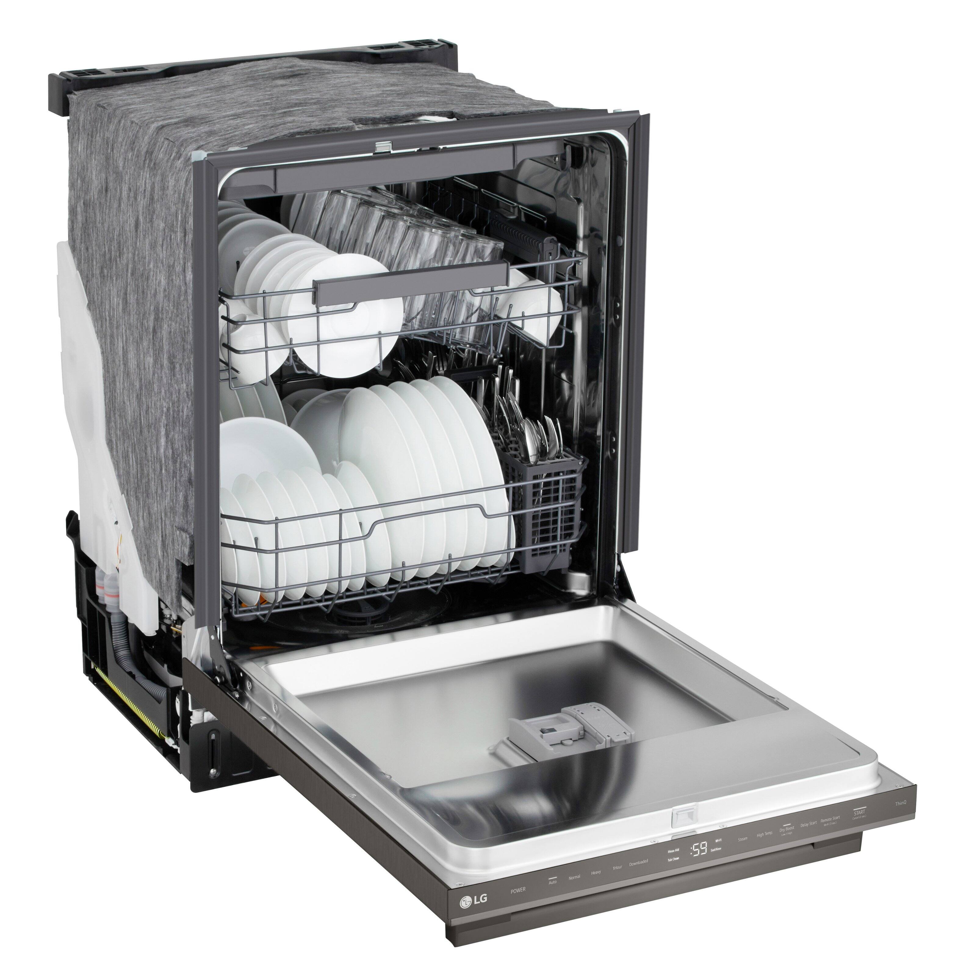 Alt View 8. LG - FlushFit 24" Top Control Smart Built-In Stainless Steel Tub Dishwasher with 3rd Rack, 1-Hour Wash & Dry Cycle and 46dBA - Black Stainless Steel.