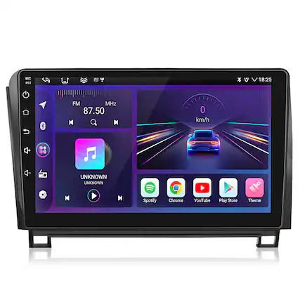 MIC RST 1 18:25 FM MHz 87.50 0 km/h UNKNOWN UNKNOWN K M Spotify Chrome YouTube Play Store Theme