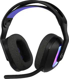 Front. Logitech - G522 LIGHTSPEED Wireless Bluetooth Over-the-Ear Gaming Headset for Windows - Black.