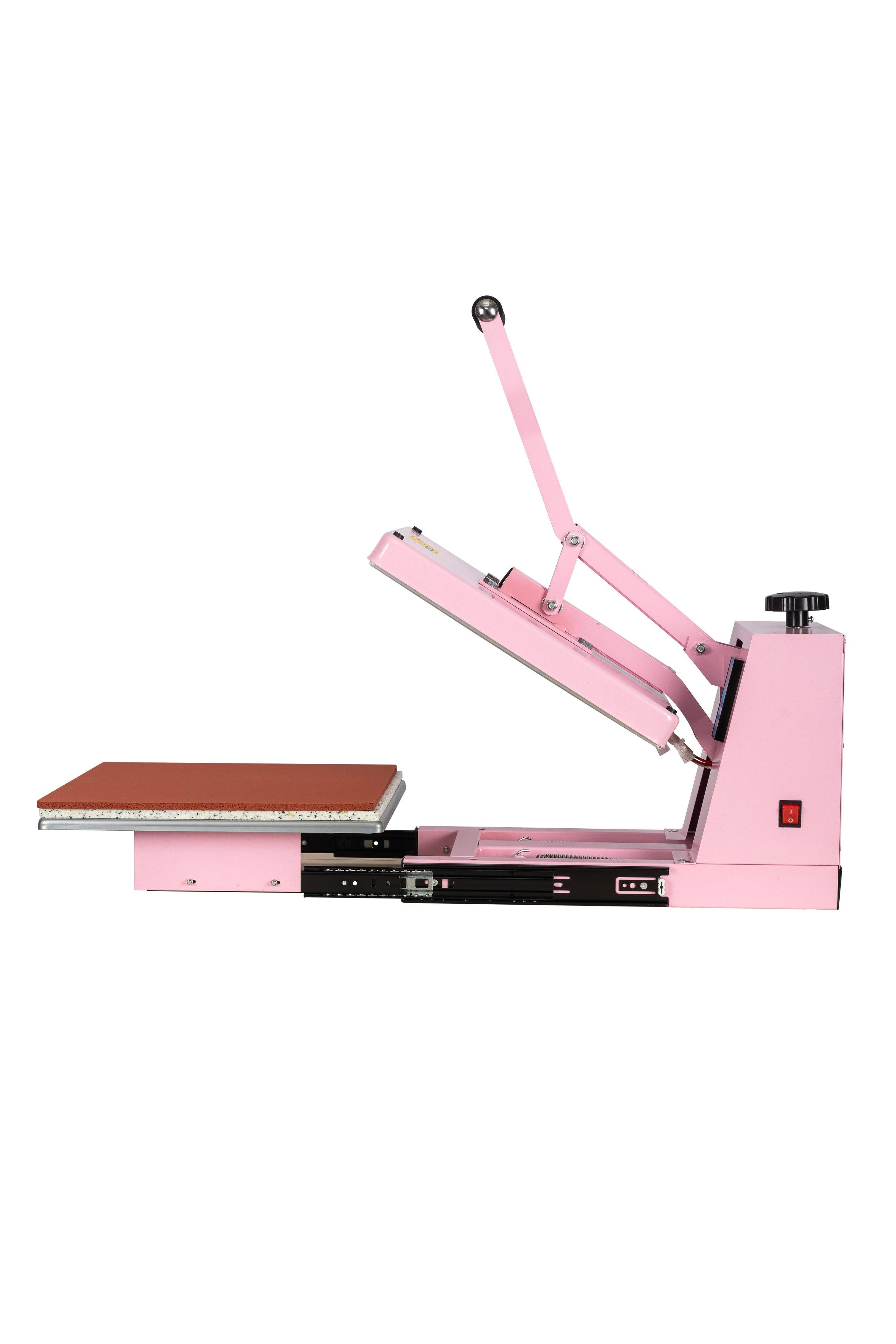 Alt View 2. ELEMENT ACE - 15x15 Inch Manual Heat Press Machine with Slide-Out Base - Pink.