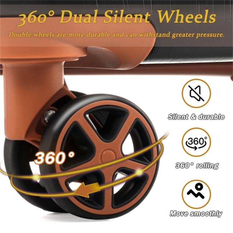 360° Dual Silent Wheels  
Double wheels are more durable and can withstand greater pressure.  

- Silent & durable  
- 360° rolling  
- Move smoothly