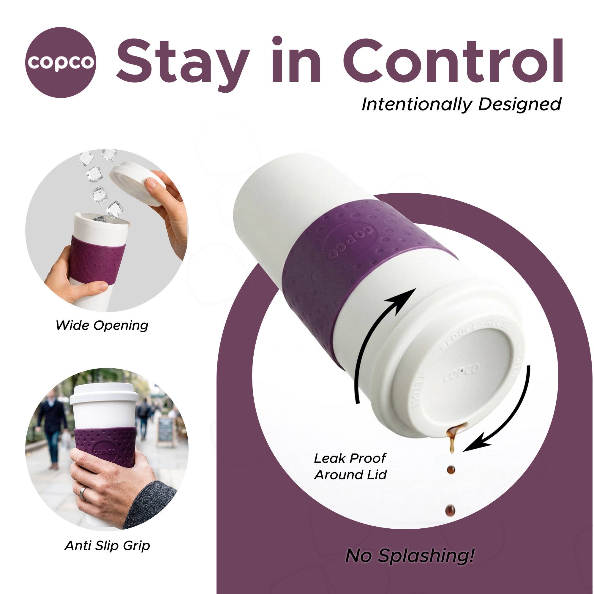 copco Stay in Control Intentionally Designed

- Wide Opening
- Leak Proof Around Lid
- Anti Slip Grip
- No Splashing!