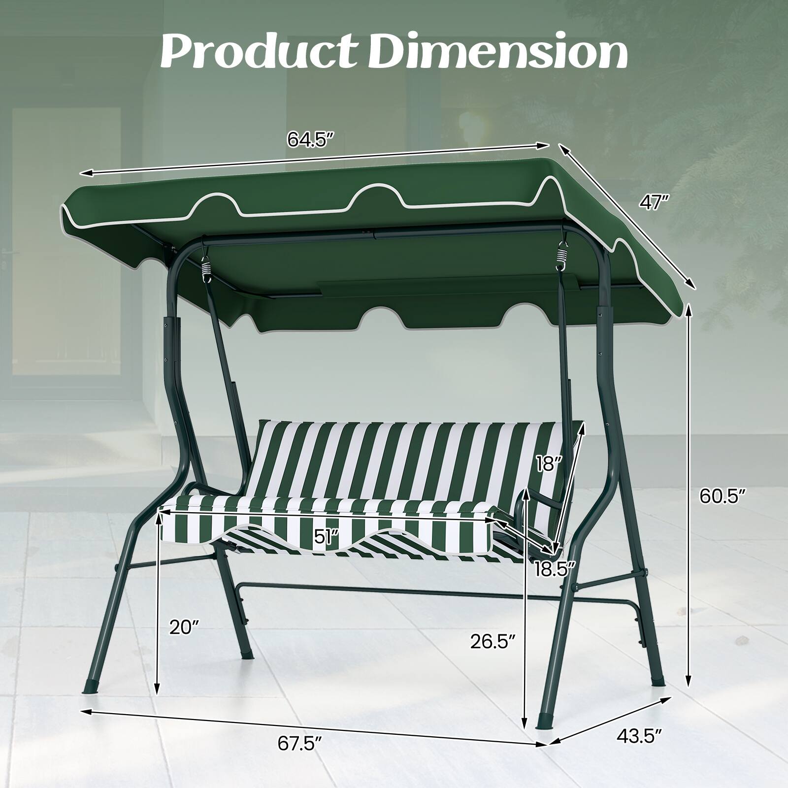 Product Dimension  
64.5" 47" 18" 60.5" 51" 18.5" 20" 26.5" 67.5" 43.5"