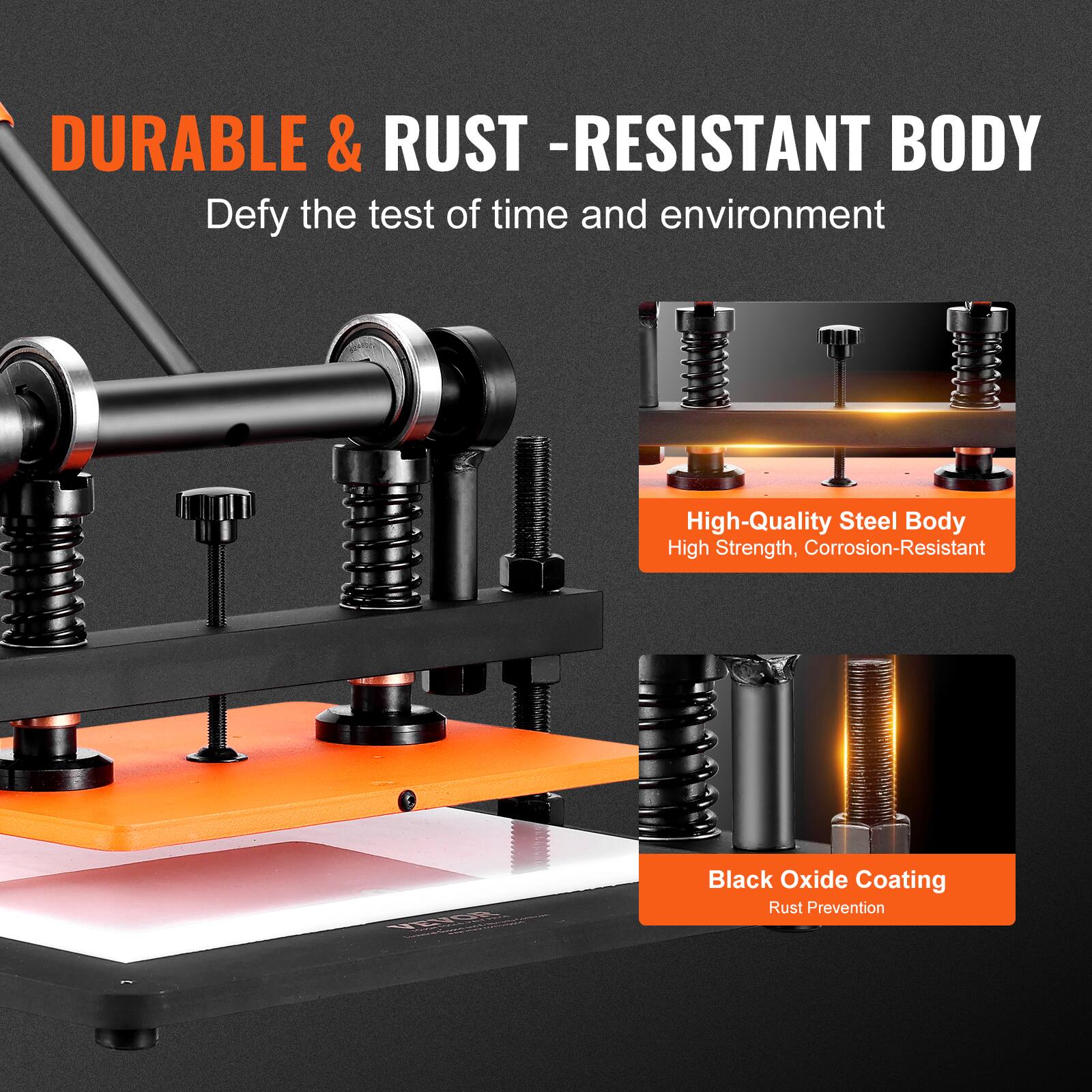 DURABLE & RUST-RESISTANT BODY  
Defy the test of time and environment

High-Quality Steel Body  
High Strength, Corrosion-Resistant

Black Oxide Coating  
Rust Prevention