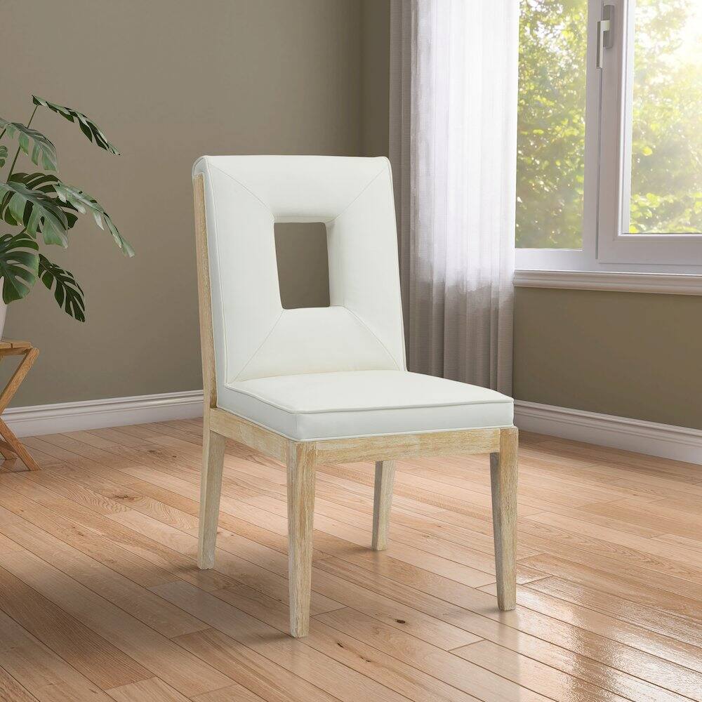 Alt View 1. Meridian Furniture - Gwendolyn Cream Vegan Leather Dining Side Chair, Set of 2 - Beige.