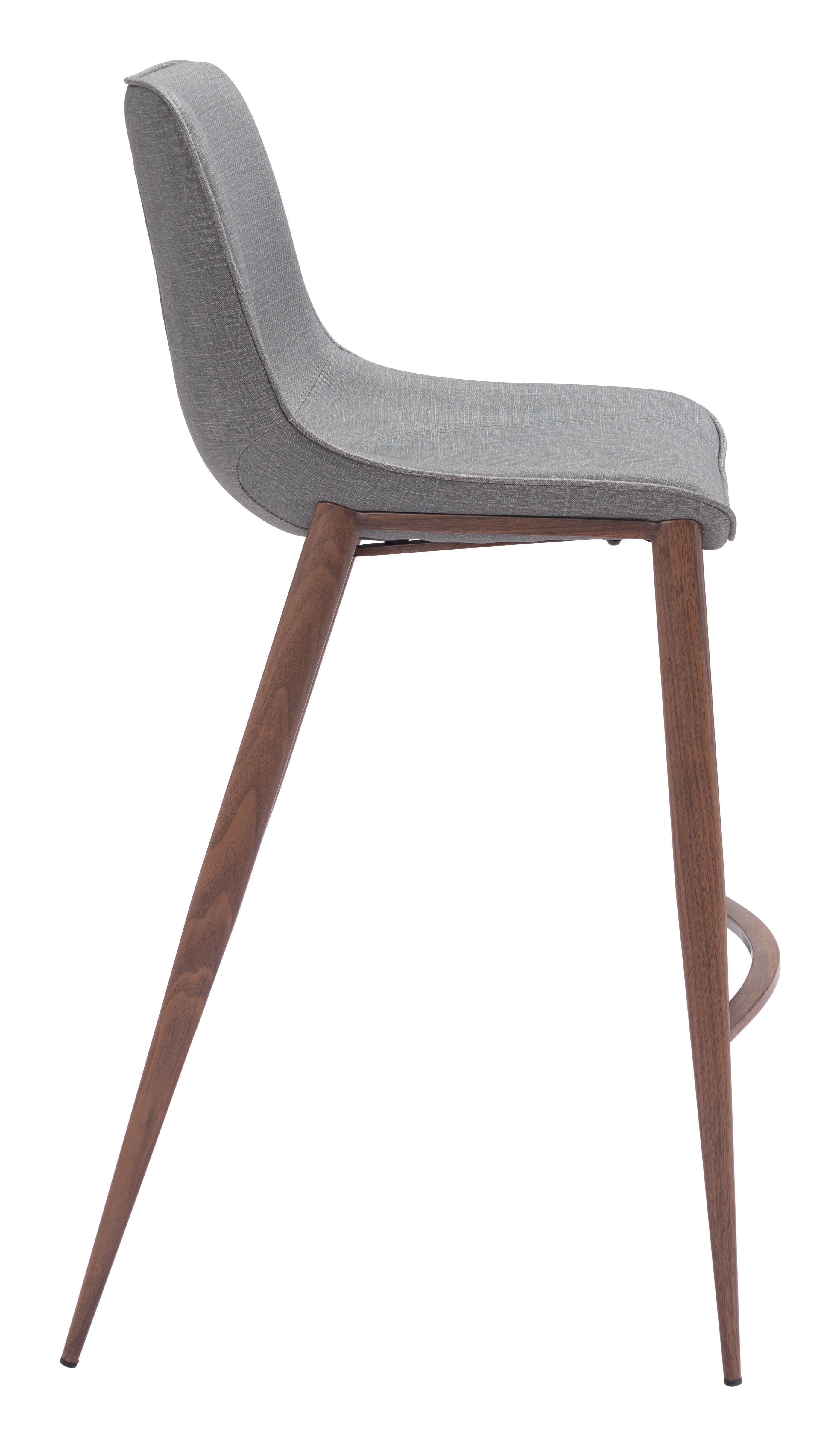 Back. Hivvago - Magnus Barstool (Set of 2) Slate Gray & Walnut - Slate Gray & Walnut.