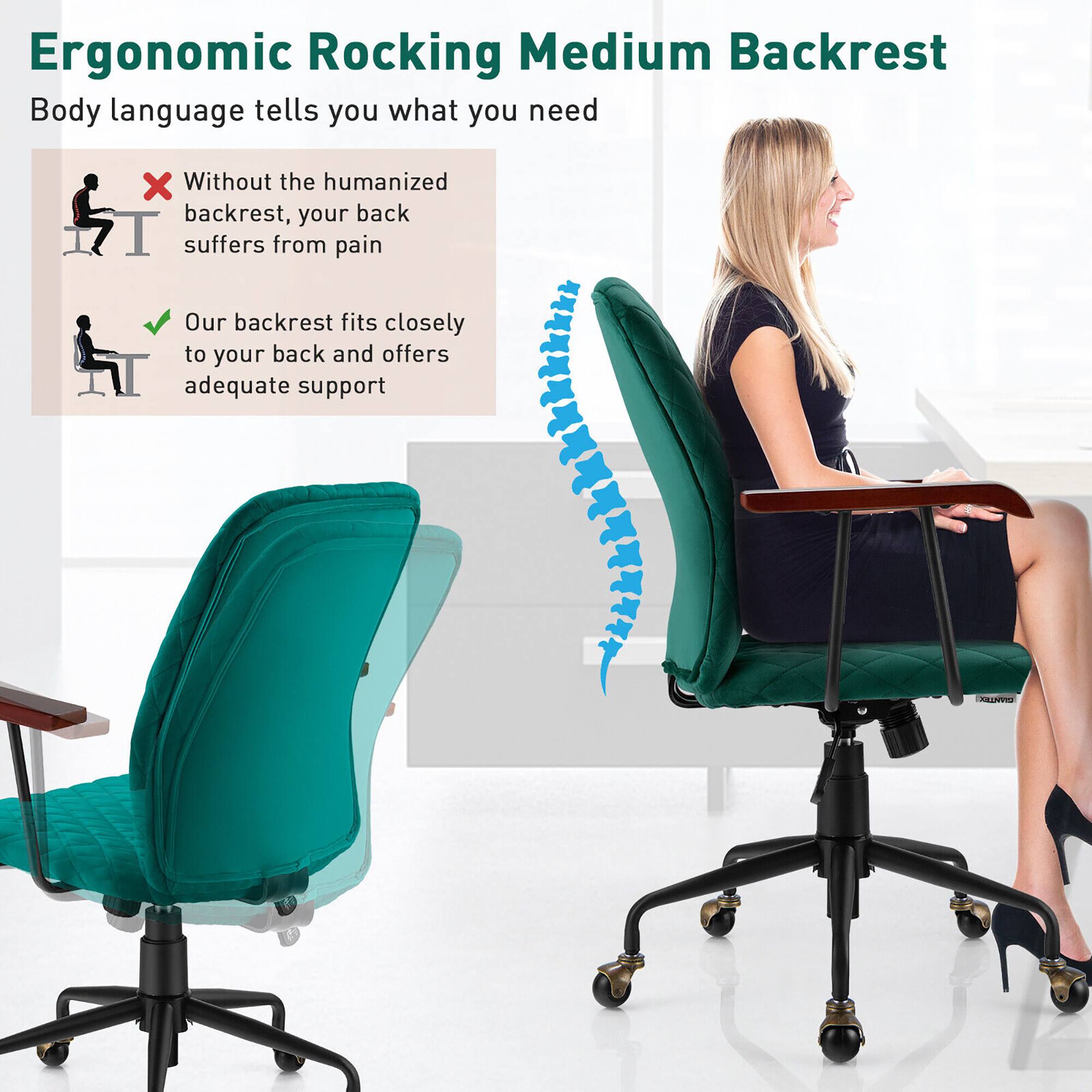 Ergonomic Rocking Medium Backrest

Body language tells you what you need

Without the humanized backrest, your back suffers from pain

Our backrest fits closely to your back and offers adequate support